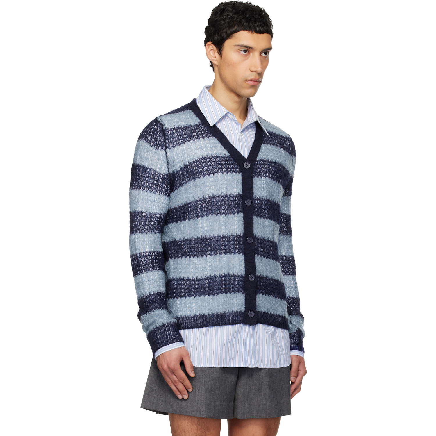  We11done Blue Striped Cardigan 