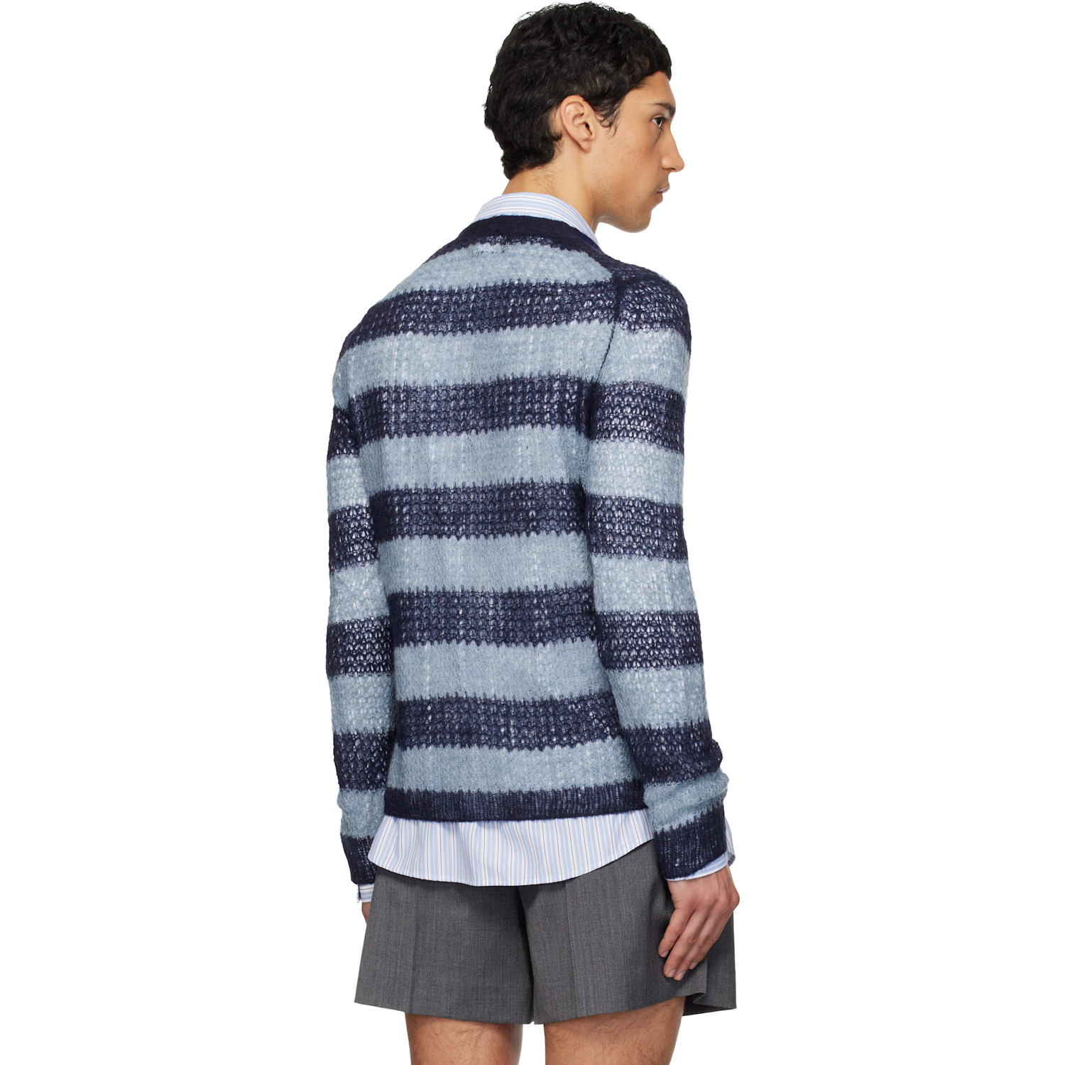  We11done Blue Striped Cardigan 