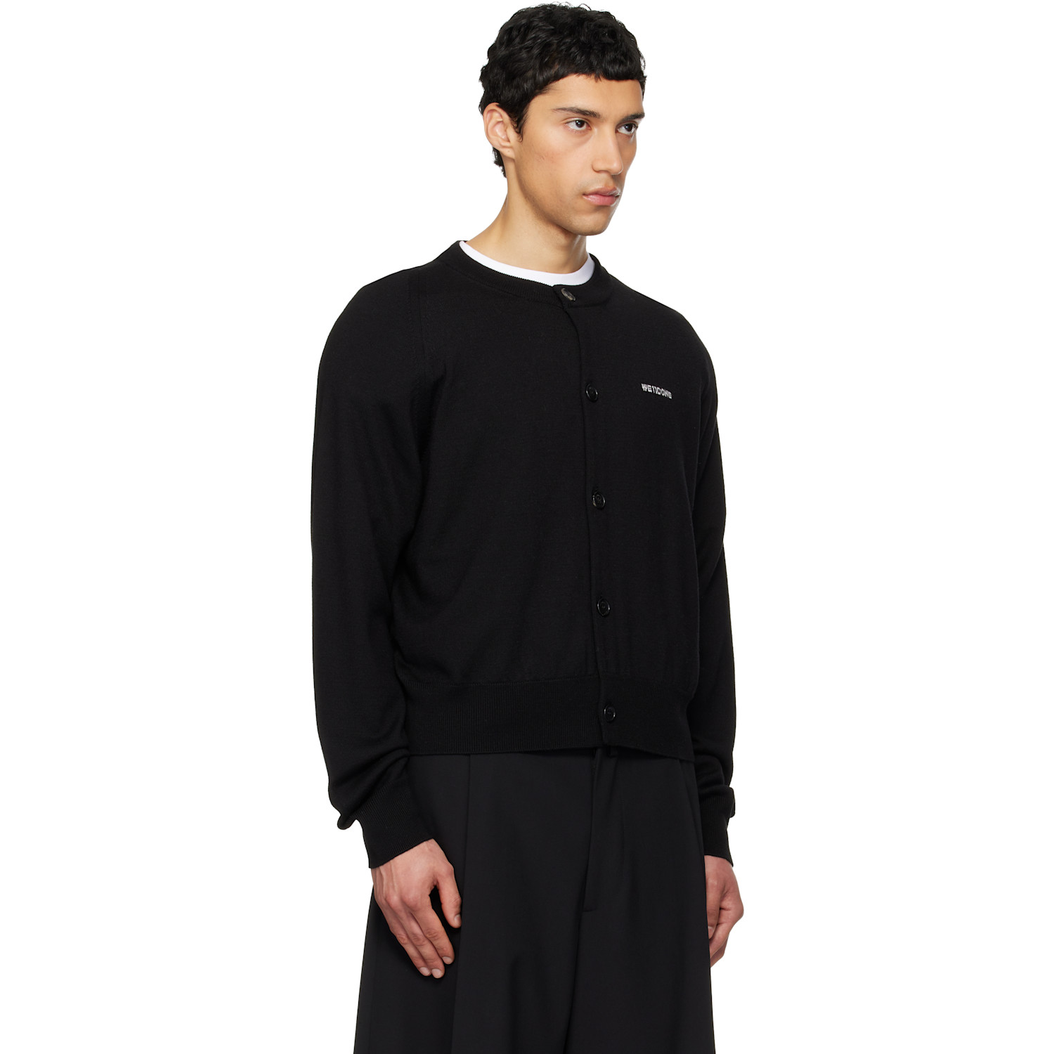  We11done Black Round Shoulder Cardigan 