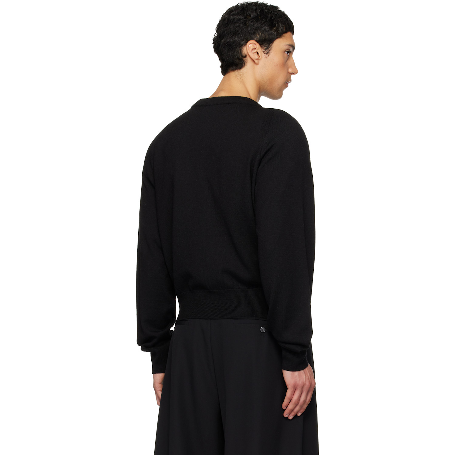  We11done Black Round Shoulder Cardigan 
