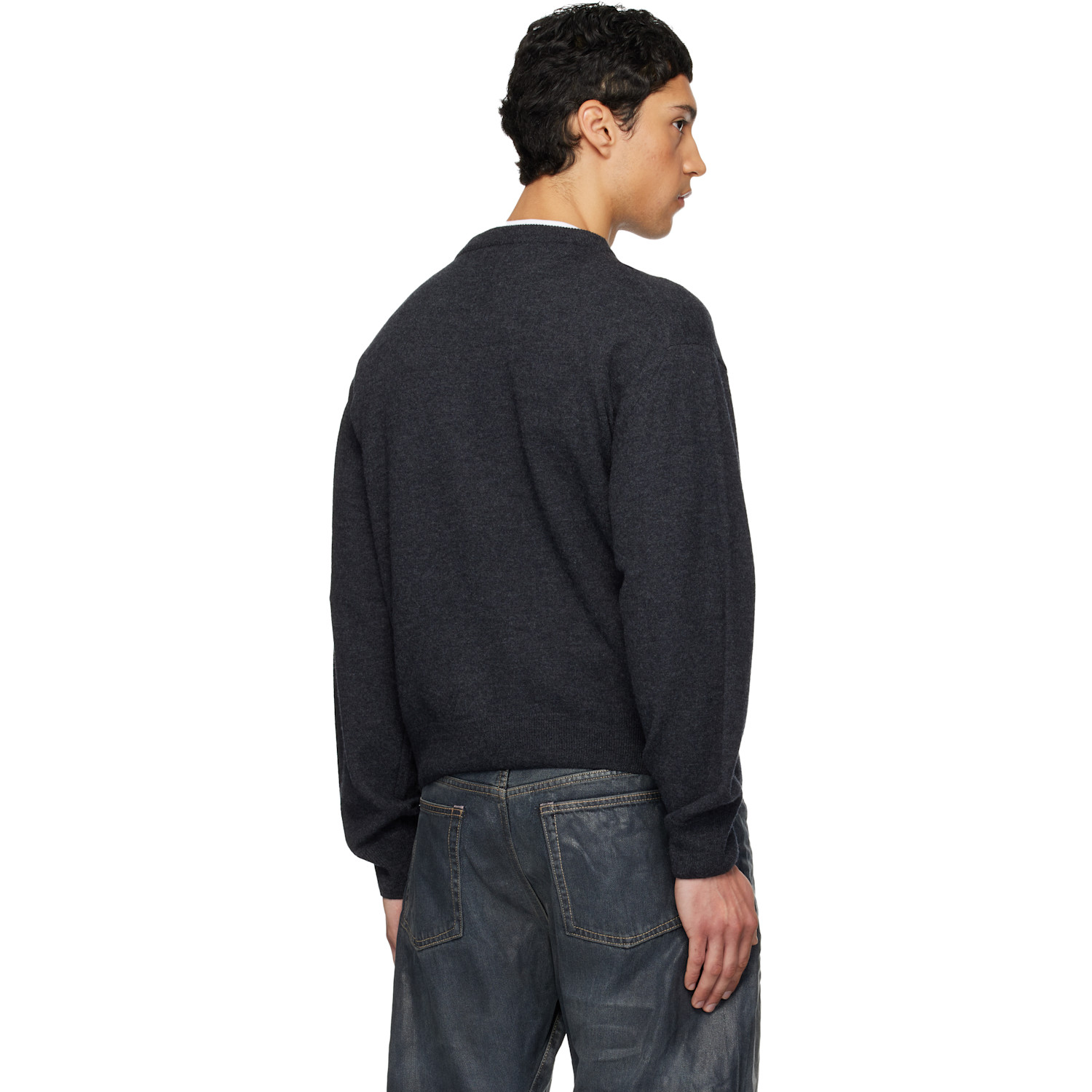  We11done Gray Cross Necklace Sweater 