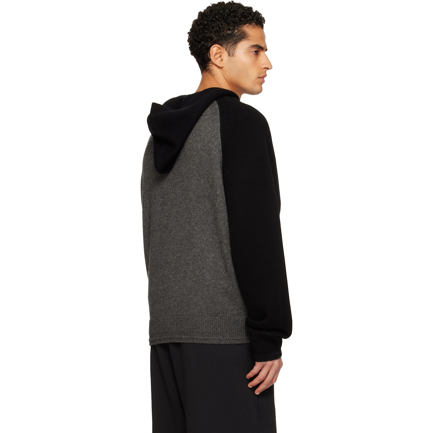  We11done Black & Gray Raglan Knit Zip-up Hoodie 