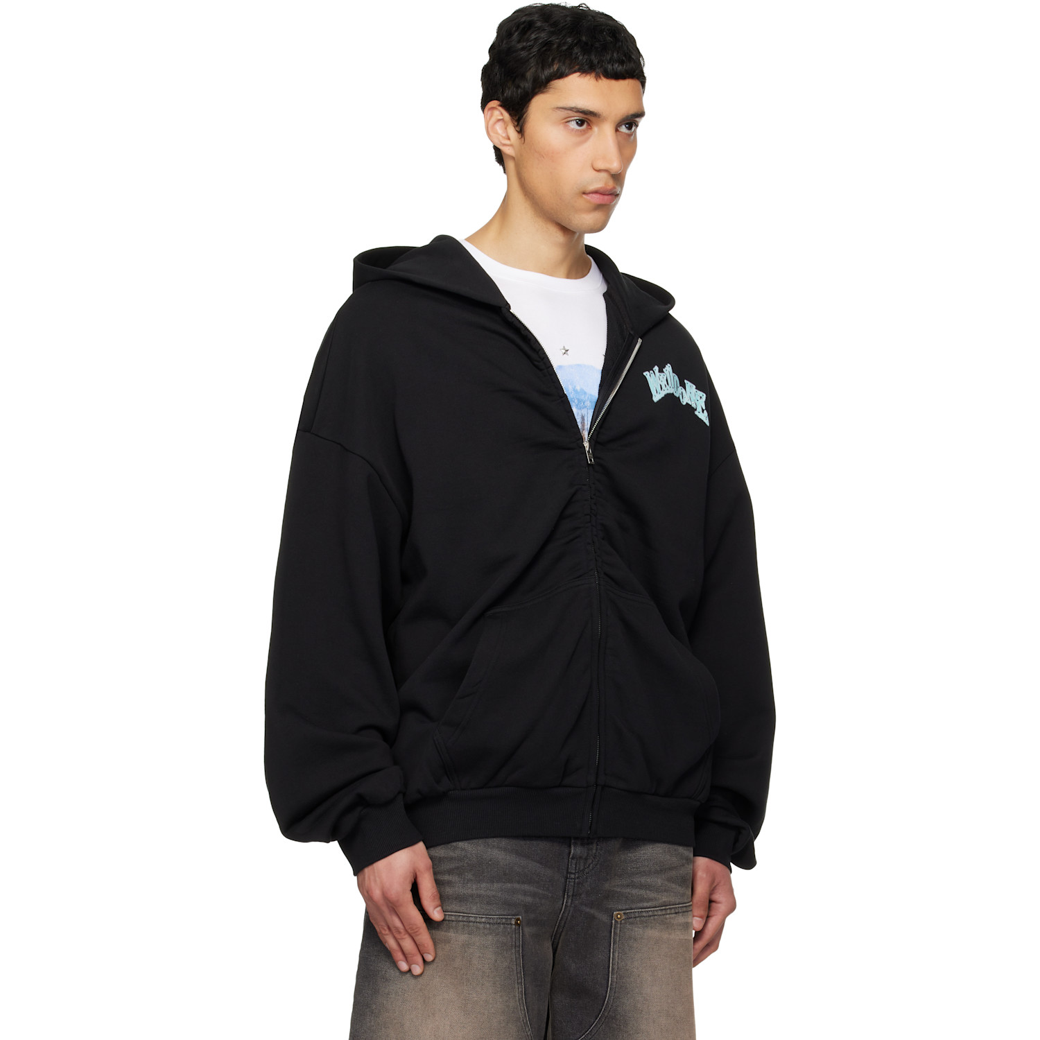  We11done Black Angel Rock Zip-up Hoodie 
