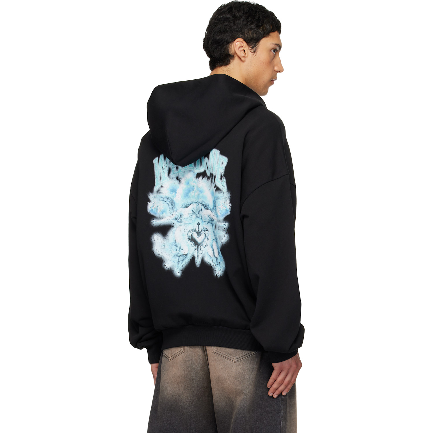  We11done Black Angel Rock Zip-up Hoodie 