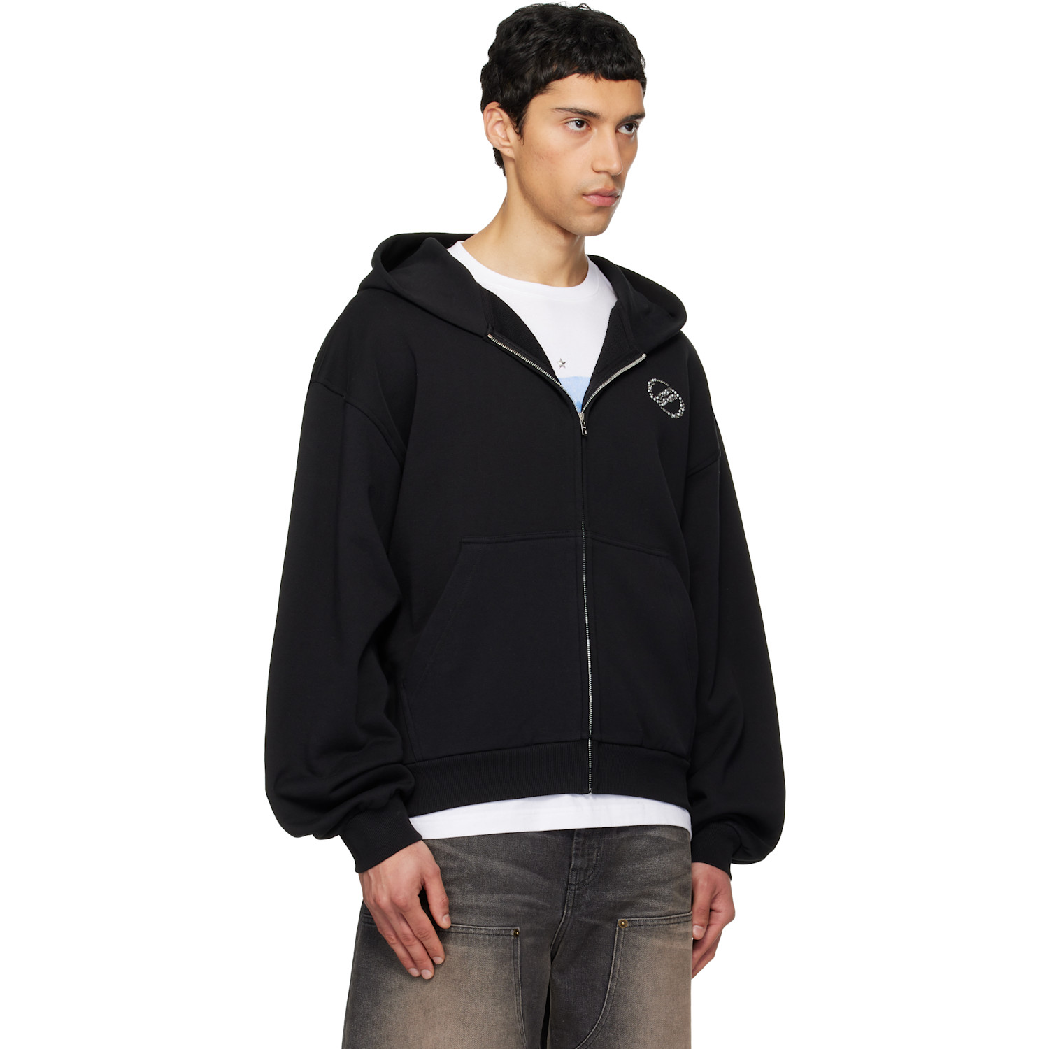  We11done Black 'we11done' Zip-up Hoodie 