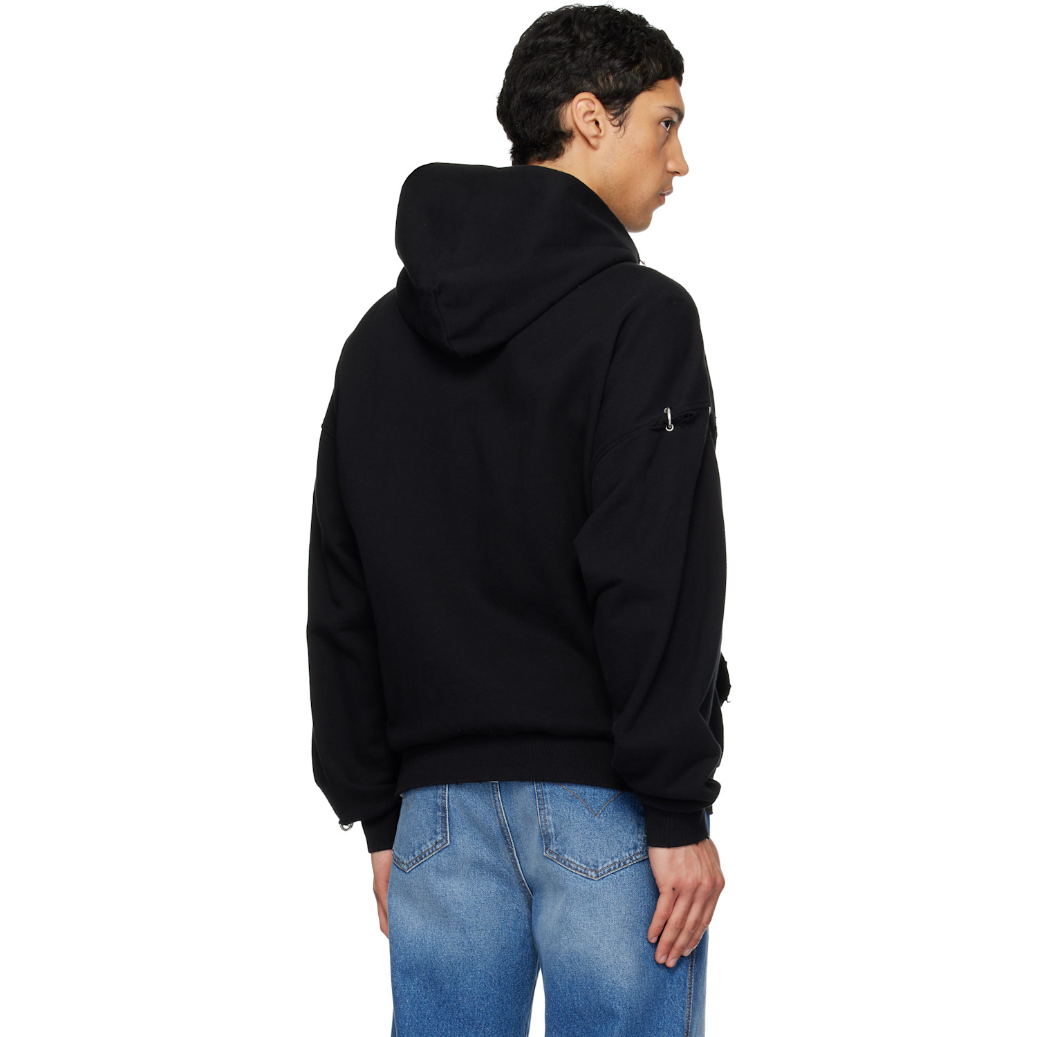  We11done Black Rose & Piercing Zip-up Hoodie 