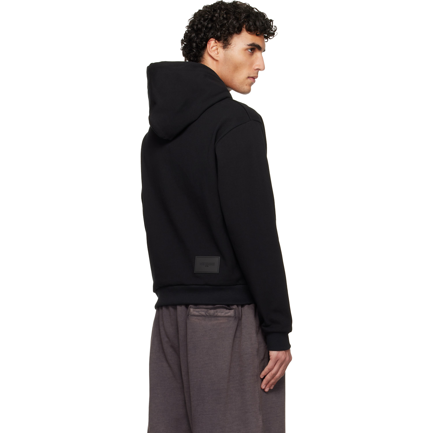  We11done Black Basic Logo Fitted Hoodie 