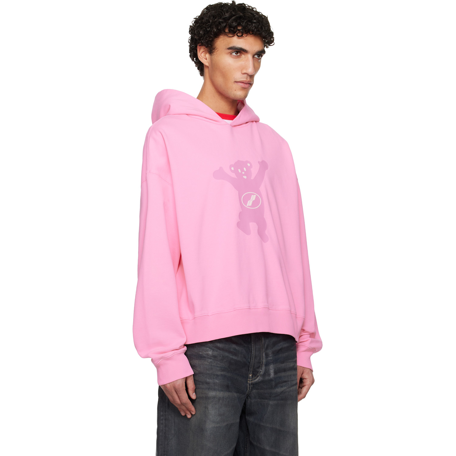  We11done Pink Pigment New Teddy Logo Hoodie 