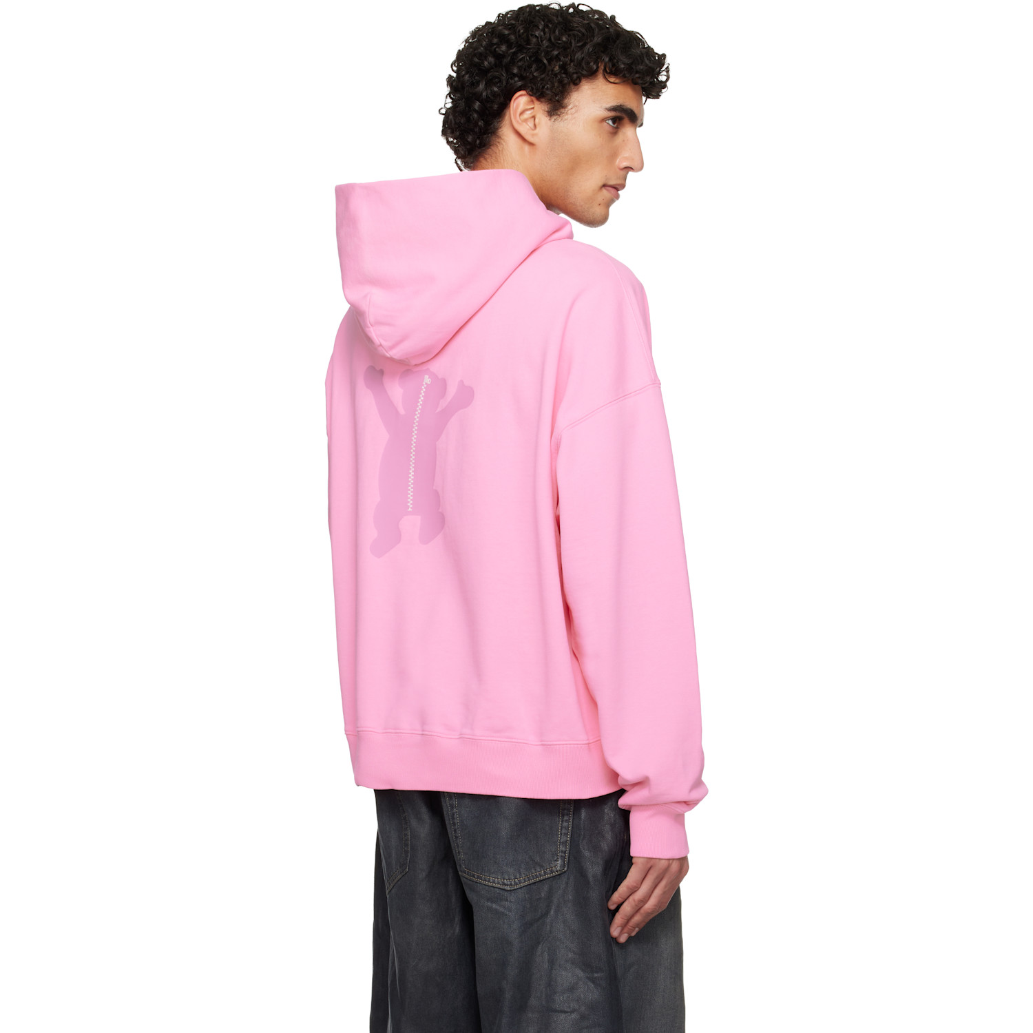  We11done Pink Pigment New Teddy Logo Hoodie 