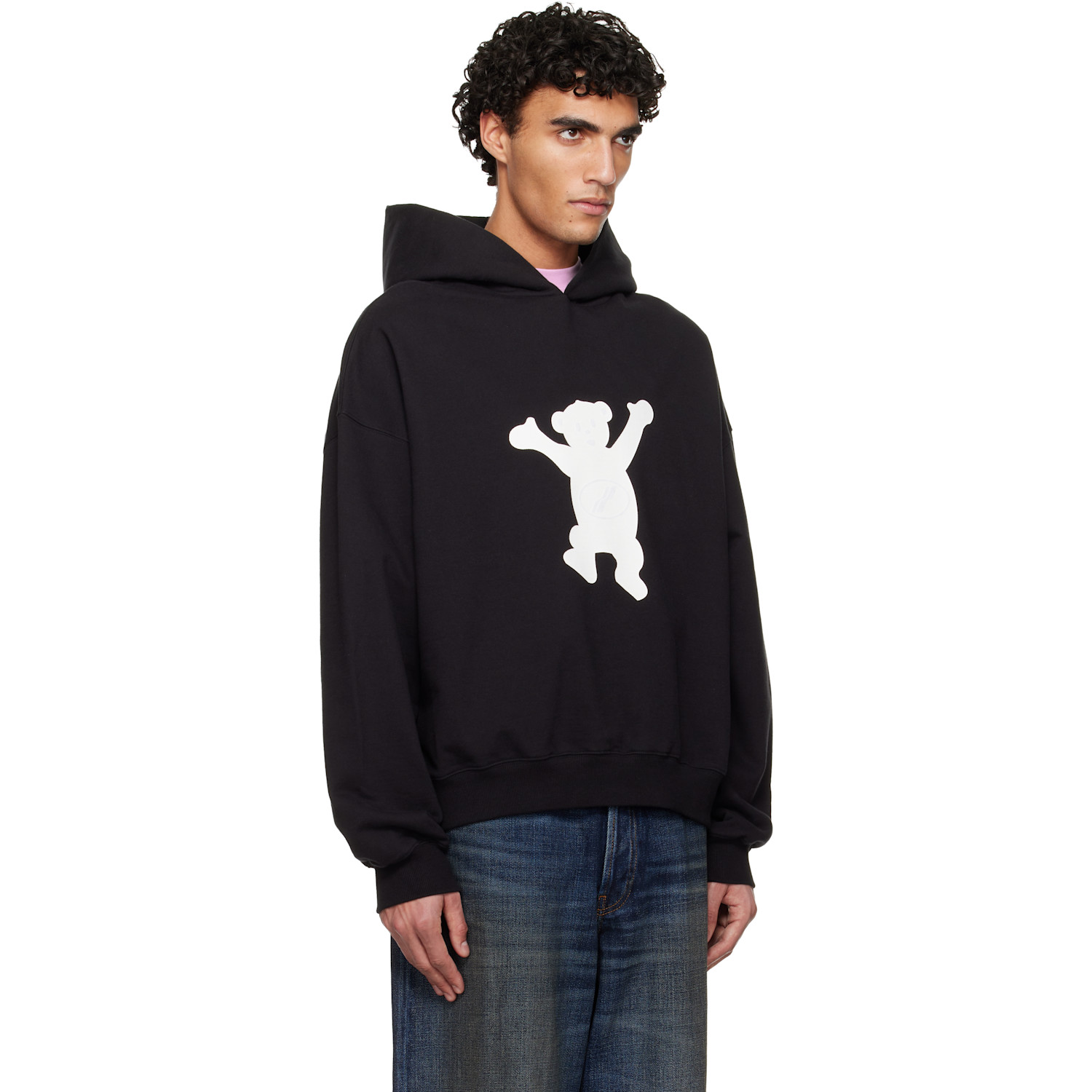  We11done Black New Teddy Logo Hoodie 
