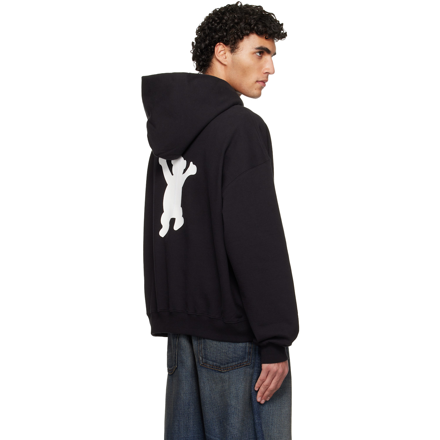  We11done Black New Teddy Logo Hoodie 