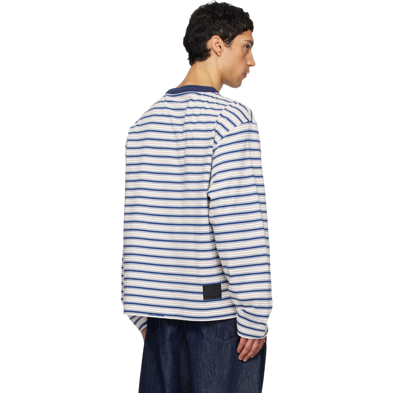  We11done White & Blue We11done Stripe Long-sleeve T-shirt 