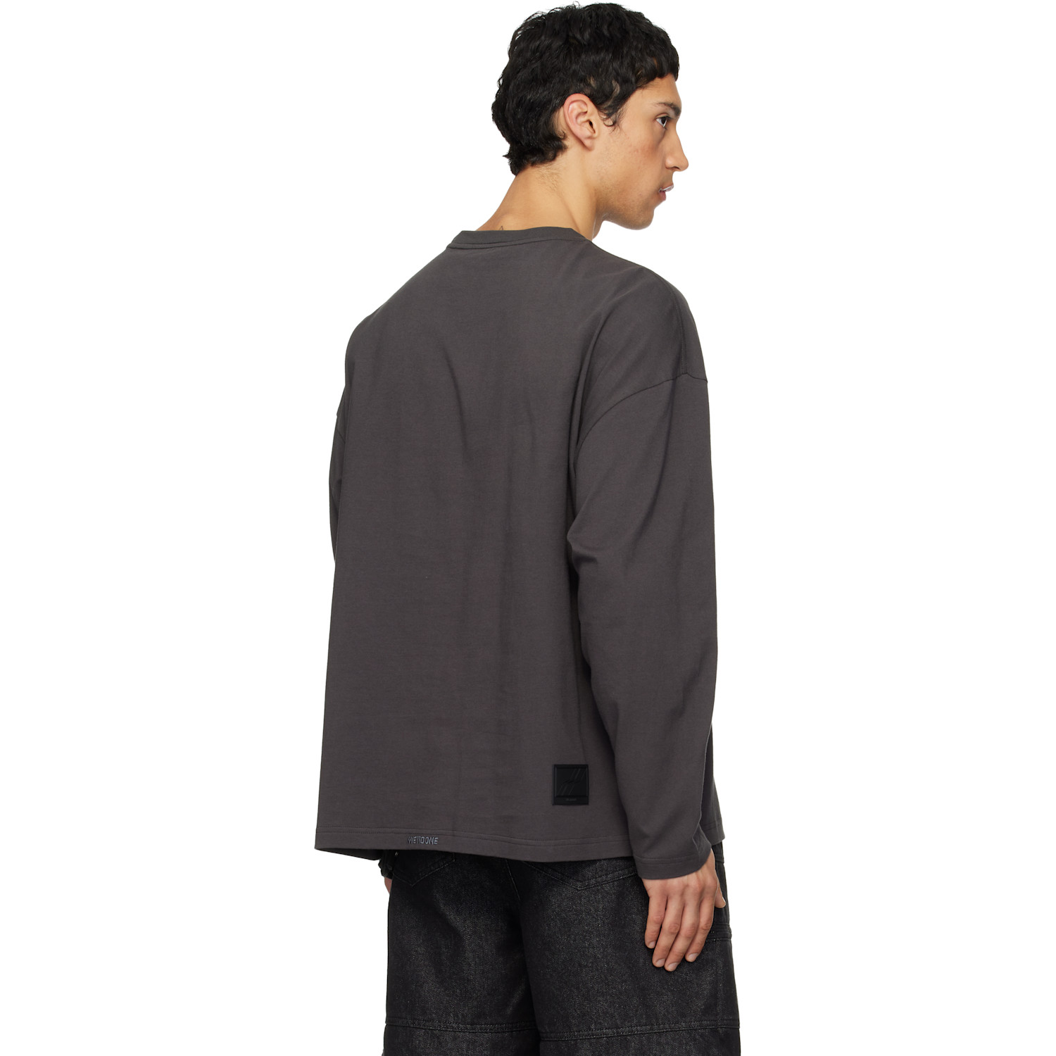  We11done Gray 'we11done' Graffiti Logo Long-sleeved T-shirt 
