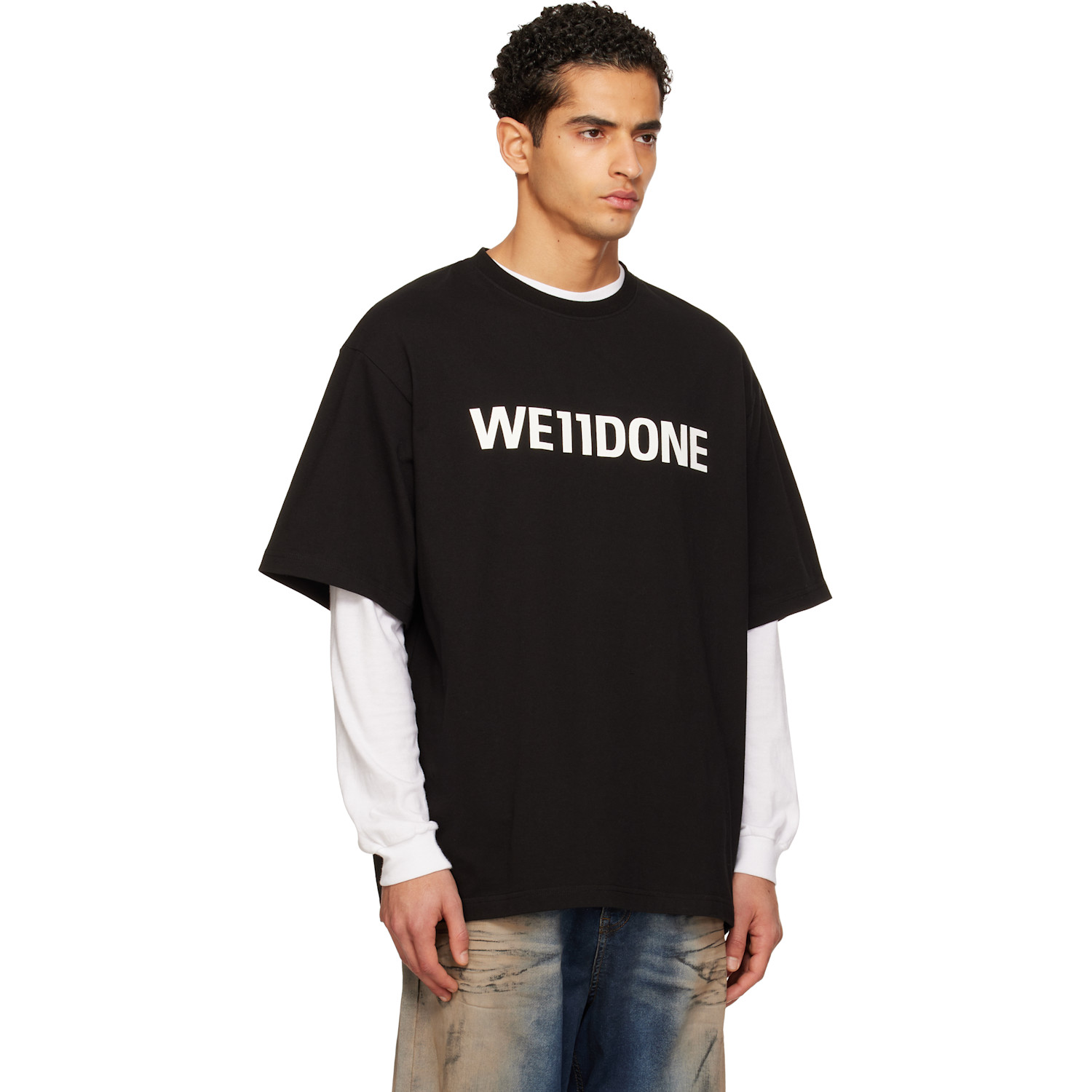  We11done Black 'we11done' T-shirt 