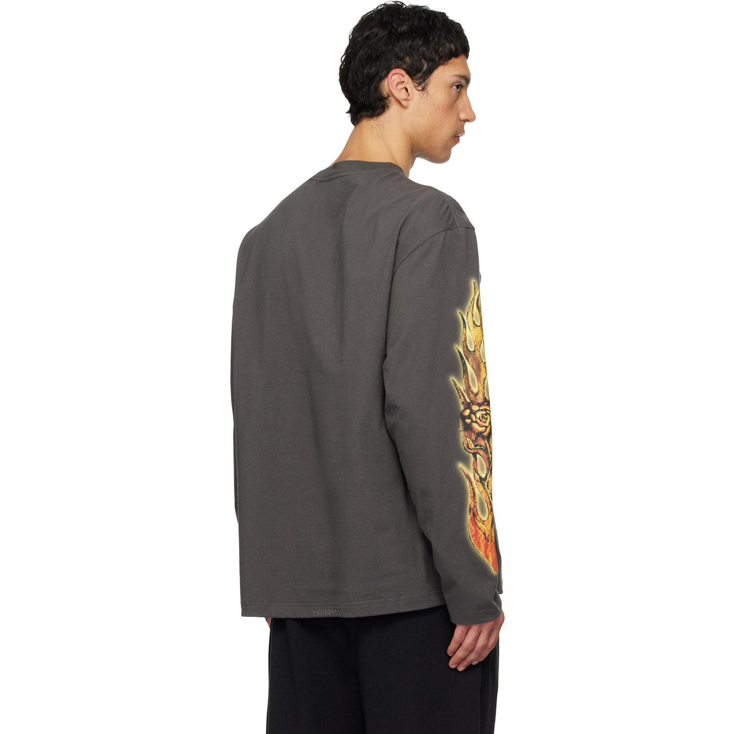  We11done Gray Fire Long-sleeved T-shirt 
