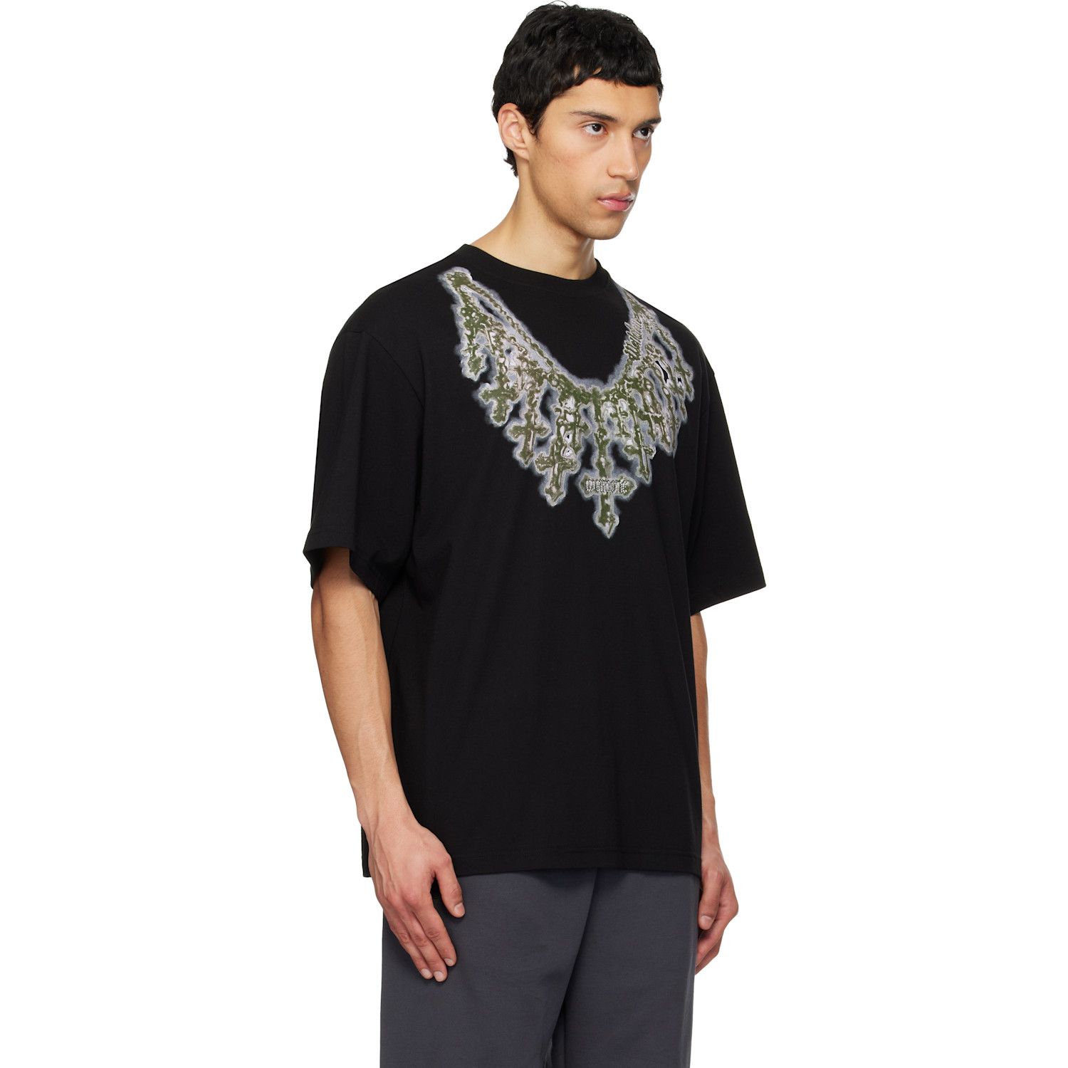  We11done Black Cross Necklace T-shirt 