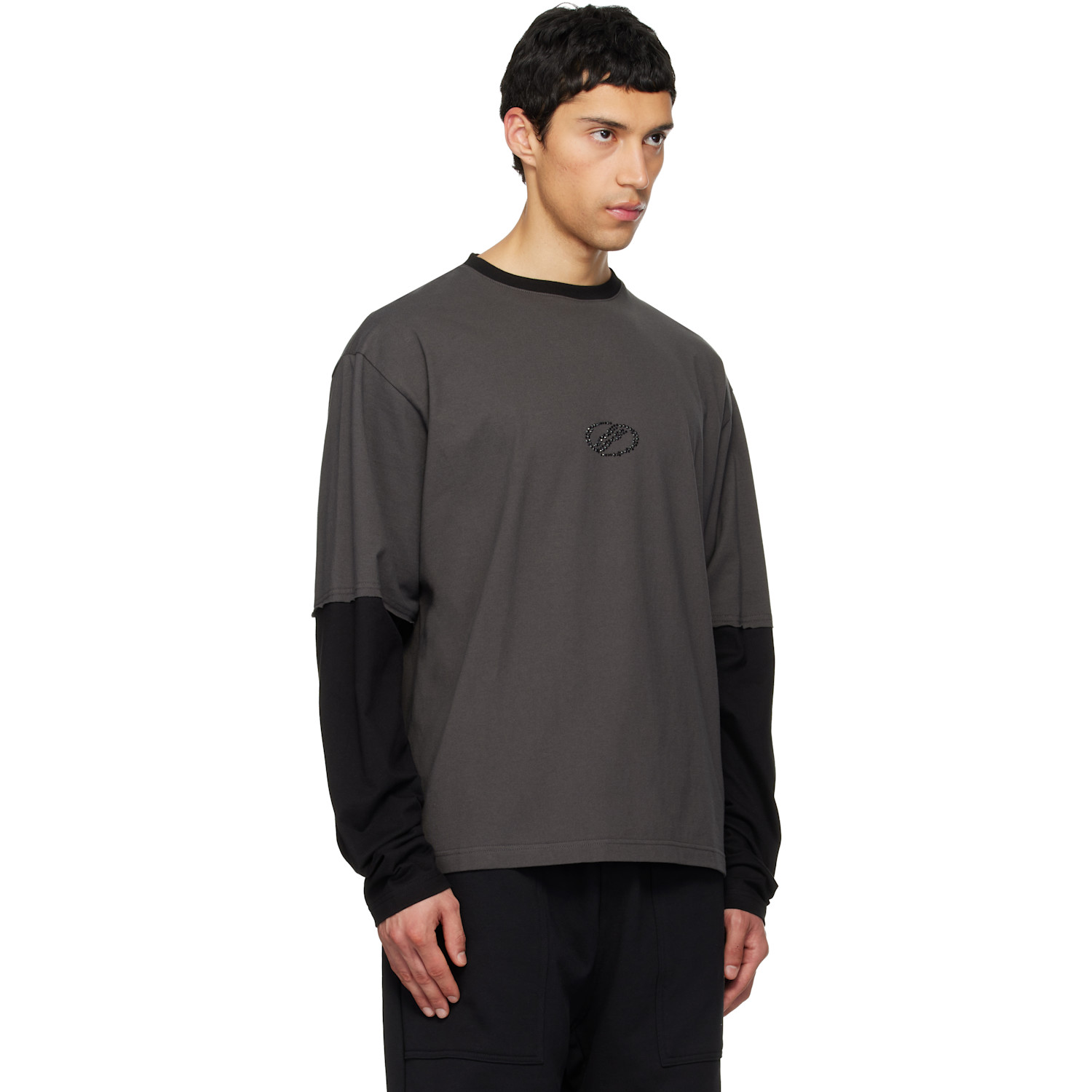  We11done Gray 'we11done' Layered Long-sleeve T-shirt 