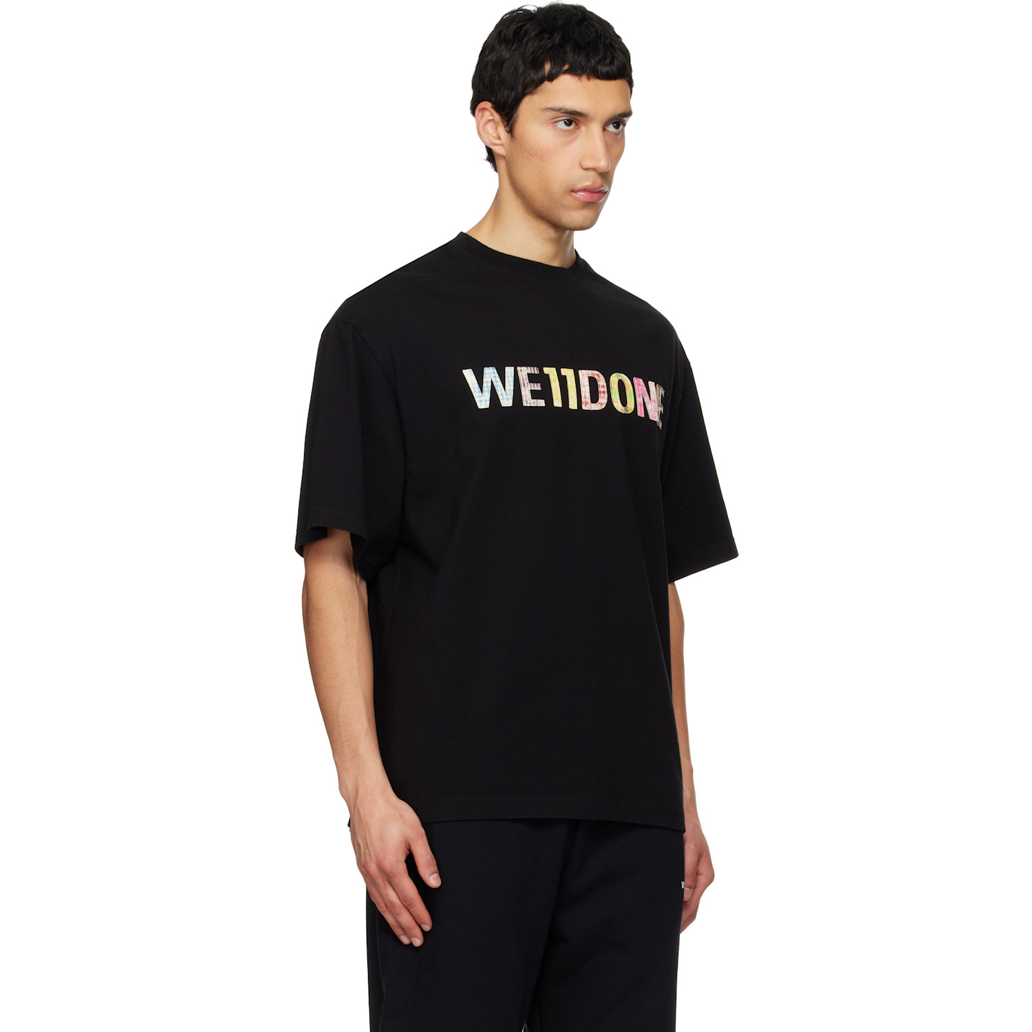  We11done Black 'we11done' Patchwork T-shirt 