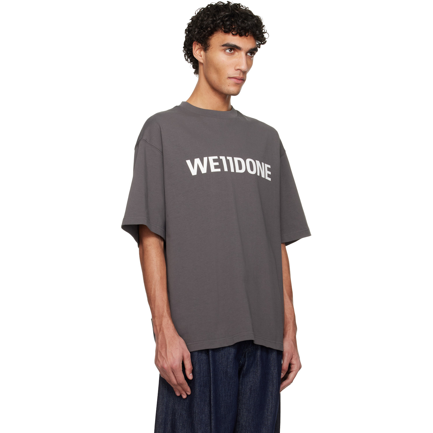  We11done Gray Large Basic Logo T-shirt 