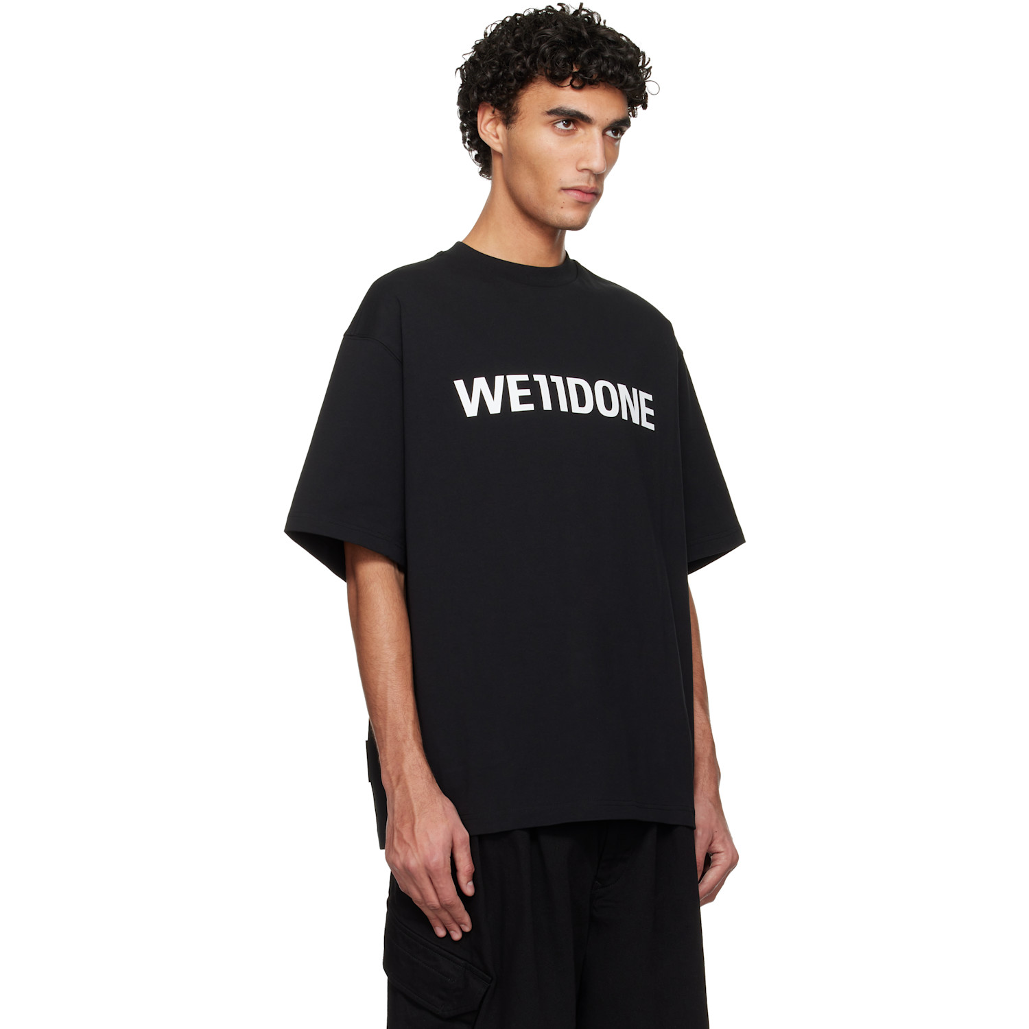  We11done Black Large Basic Logo T-shirt 
