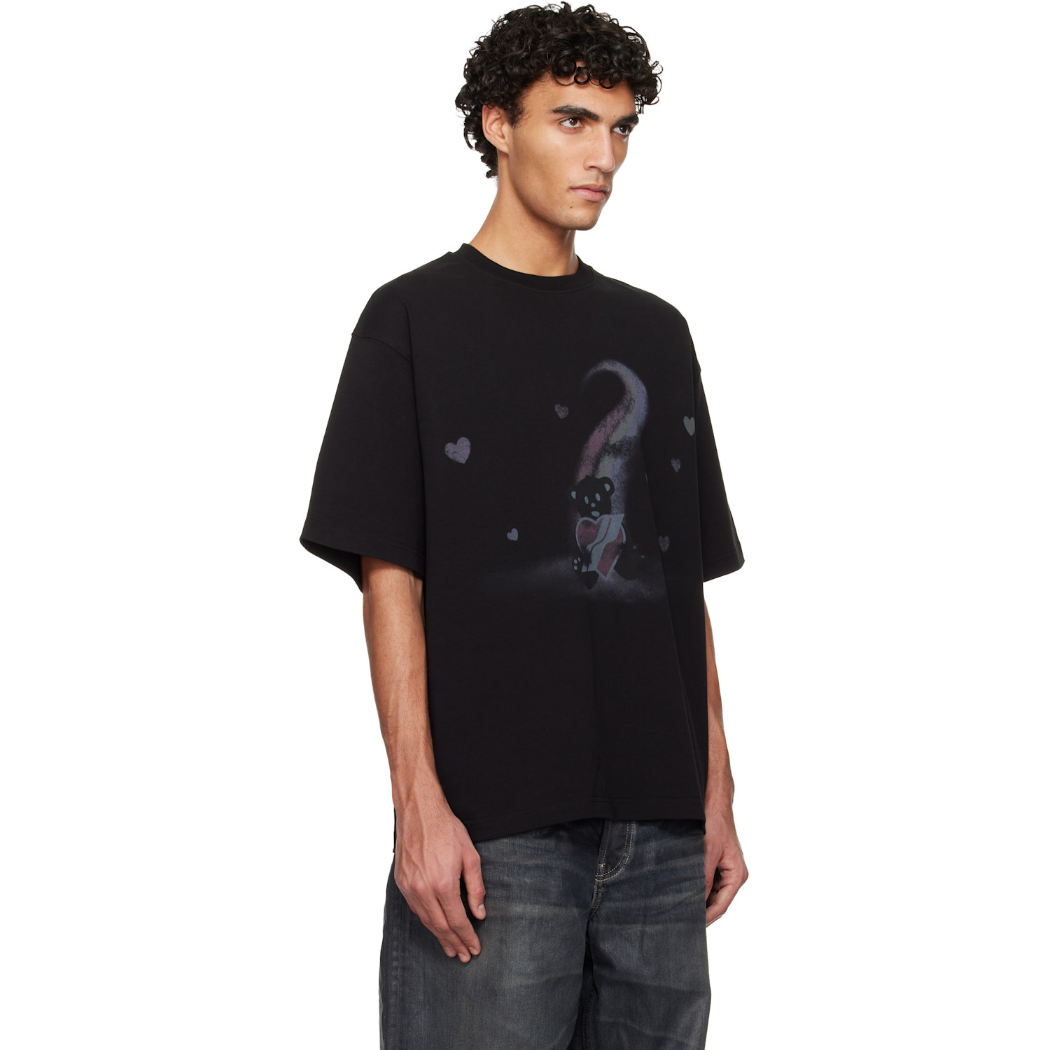  We11done Black Teddy Hearts T-shirt 