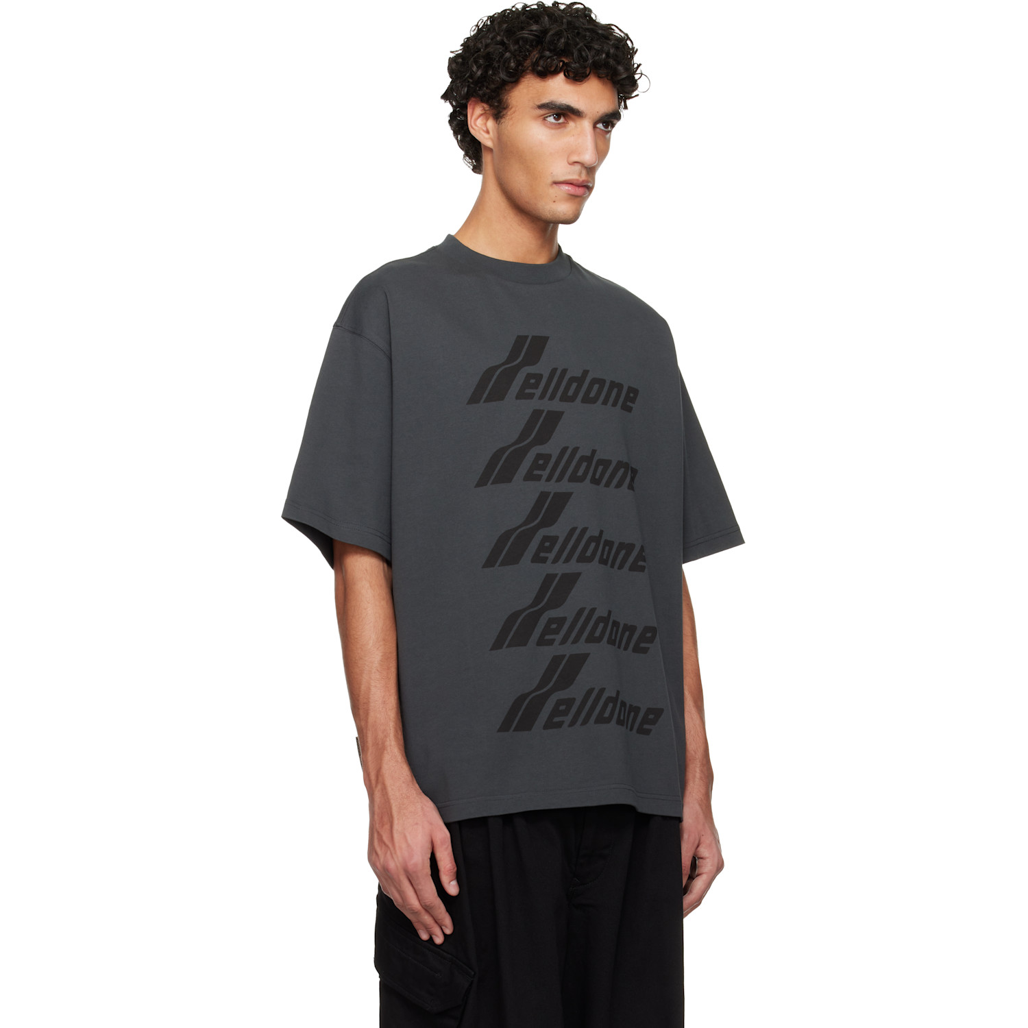  We11done Gray 'we11done' Front Logo T-shirt 