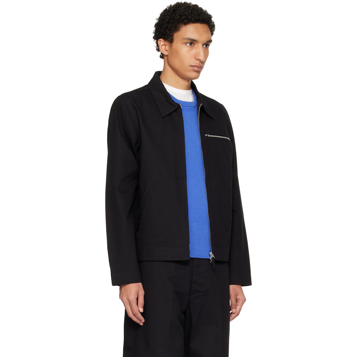  Merz B. Schwanen Black Zipped Twill Jacket 