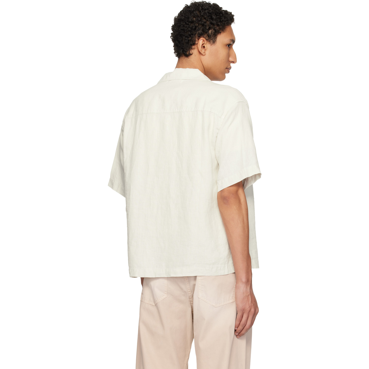  Merz B. Schwanen Off-white Linen Bowling Shirt 