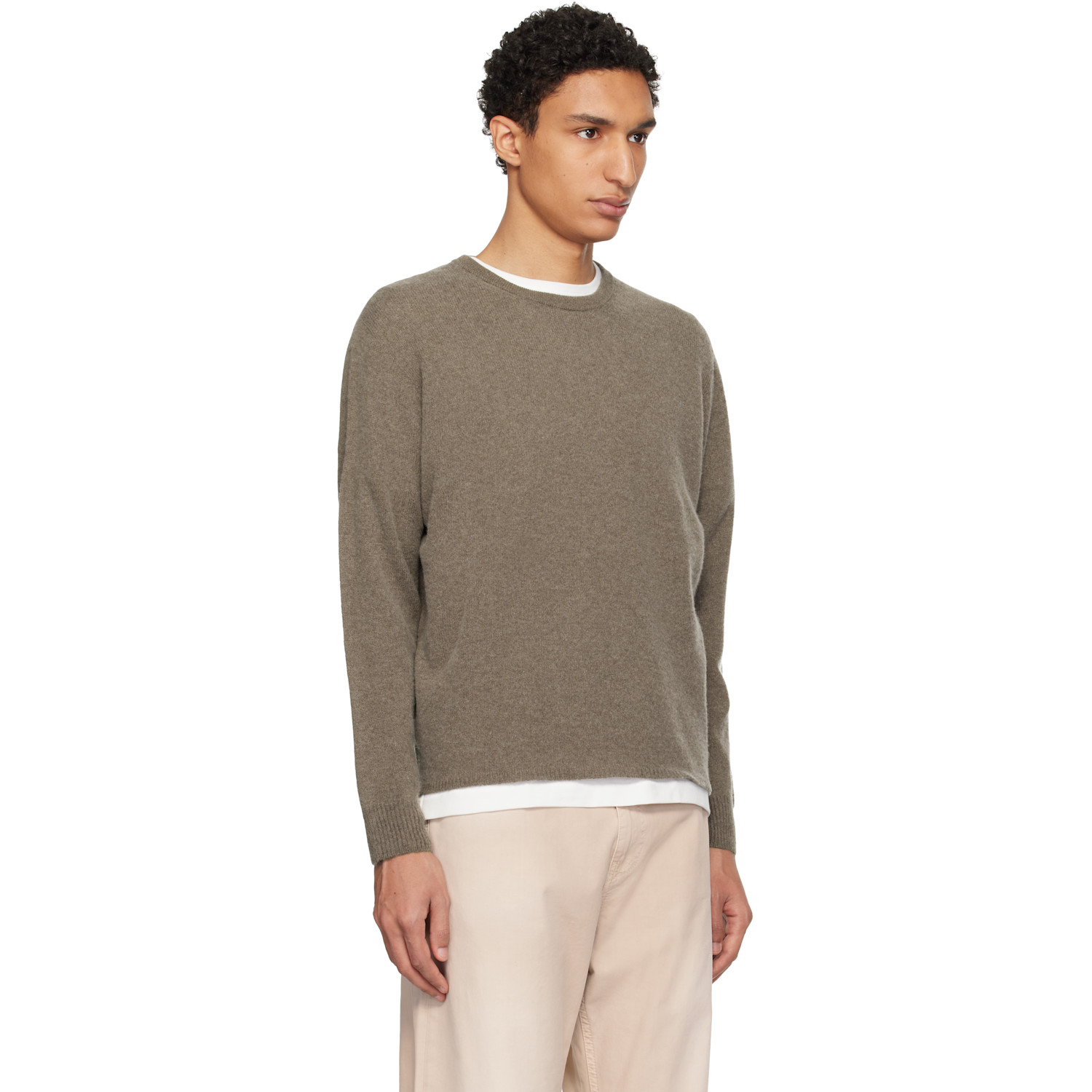  Merz B. Schwanen Taupe Lightweight Merino Wool-cashmere-silk Sweater 