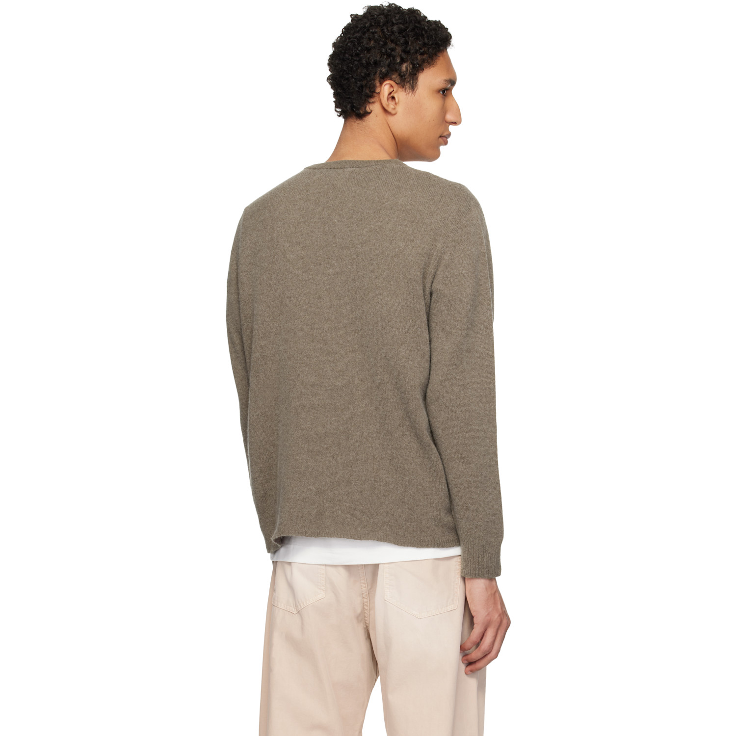  Merz B. Schwanen Taupe Lightweight Merino Wool-cashmere-silk Sweater 