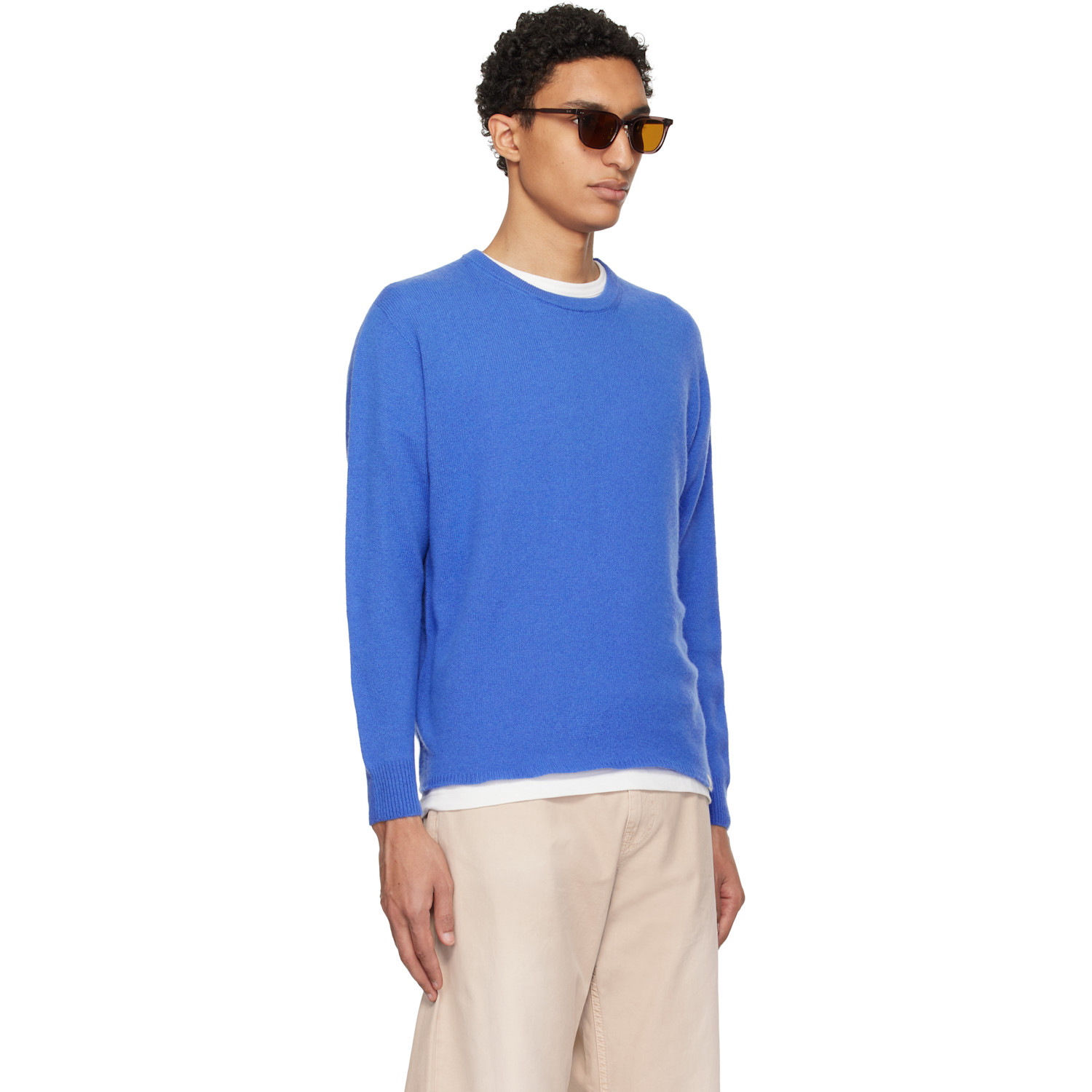  Merz B. Schwanen Blue Lightweight Merino Wool-cashmere-silk Sweater 