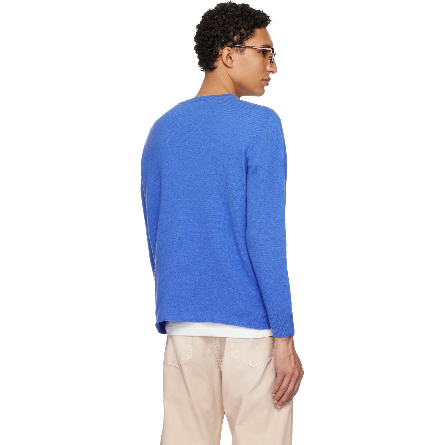  Merz B. Schwanen Blue Lightweight Merino Wool-cashmere-silk Sweater 