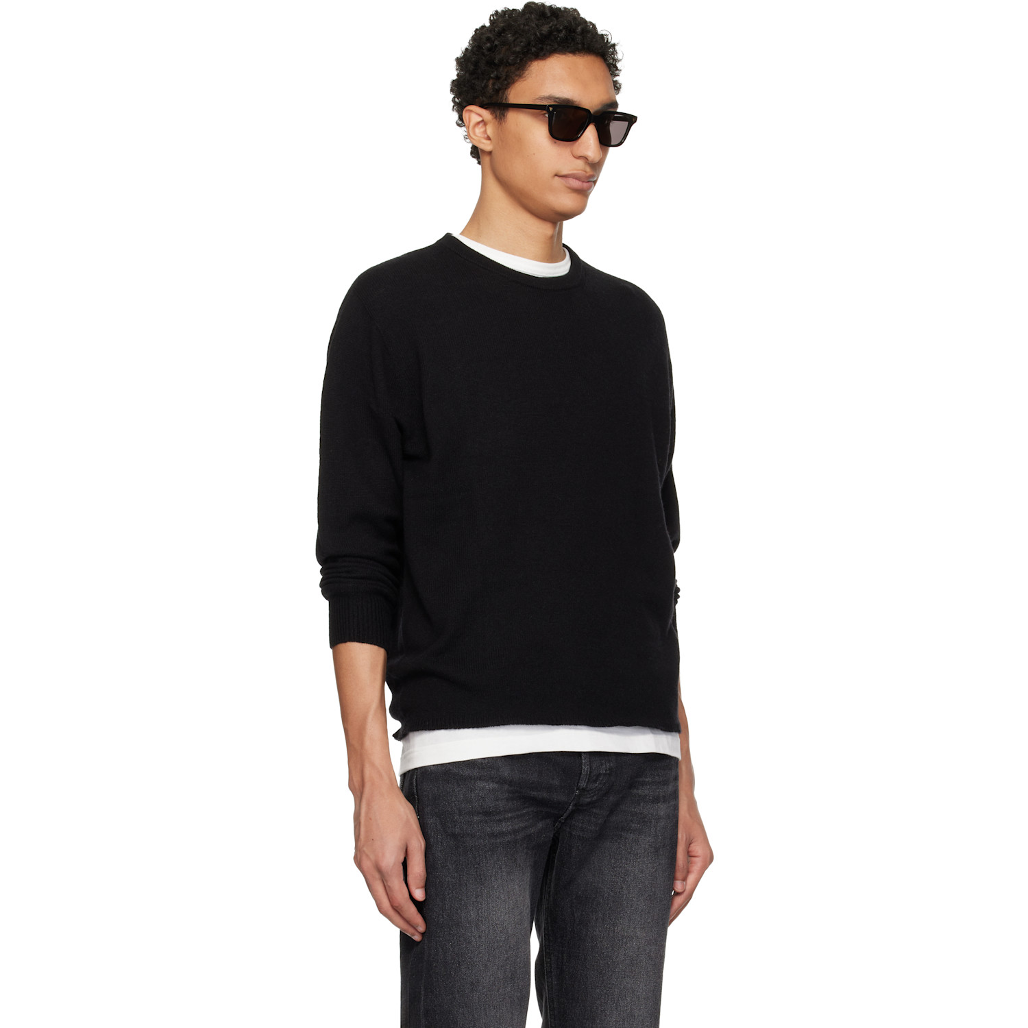  Merz B. Schwanen Black Lightweight Merino Wool-cashmere-silk Sweater 