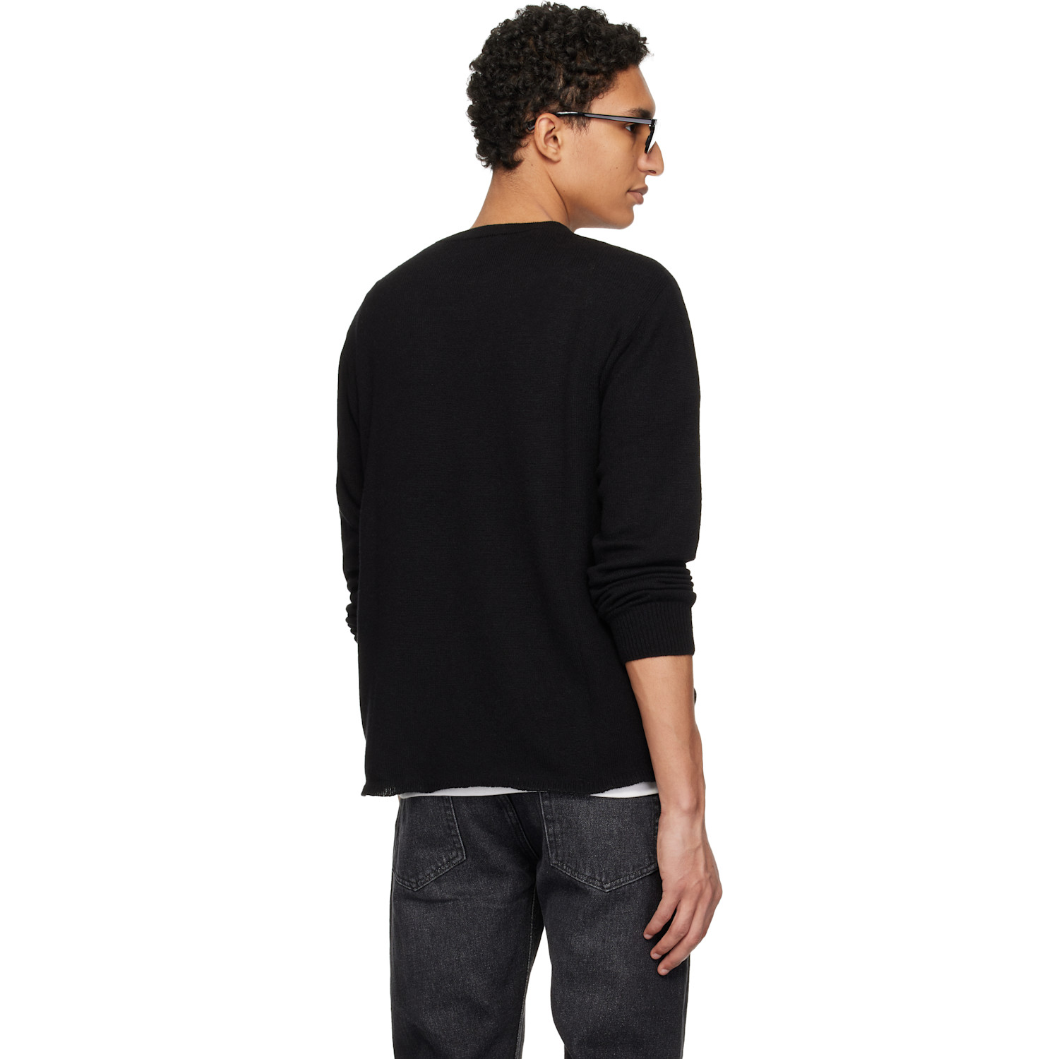  Merz B. Schwanen Black Lightweight Merino Wool-cashmere-silk Sweater 