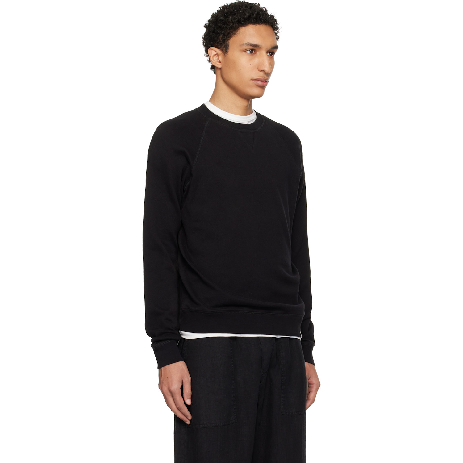  Merz B. Schwanen Black Relaxed Lightweight Raglan Sweatshirt 