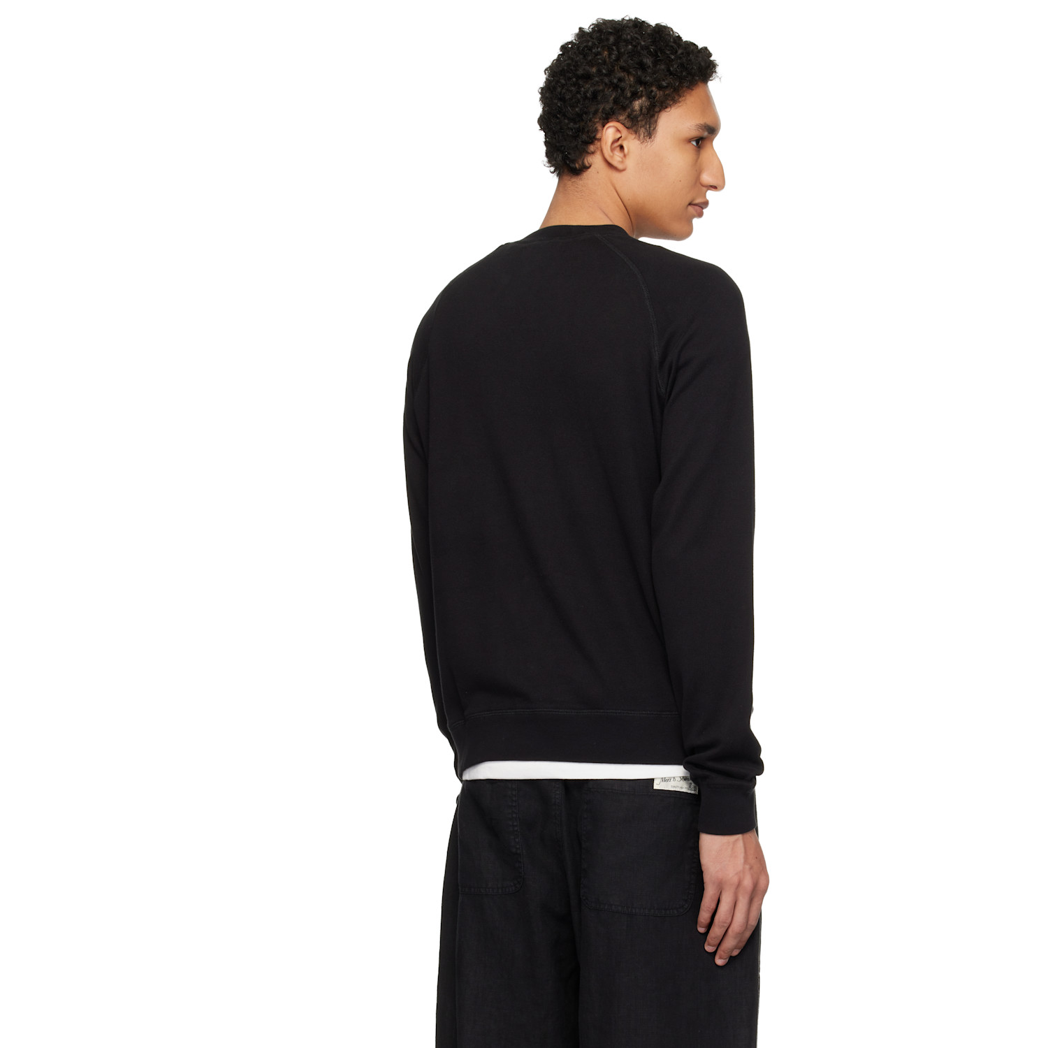  Merz B. Schwanen Black Relaxed Lightweight Raglan Sweatshirt 