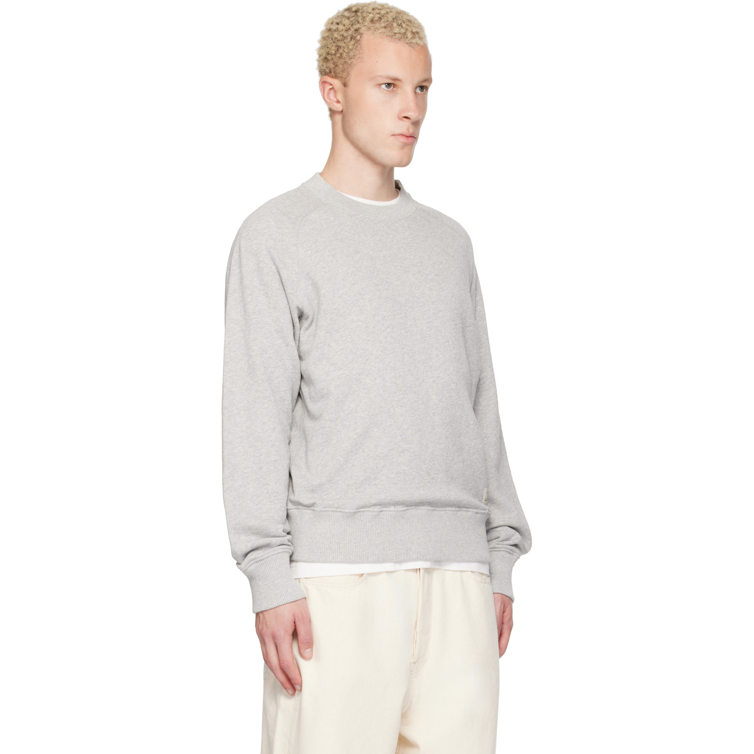  Merz B. Schwanen Gray Retro Fleece Raglan Cotton Sweatshirt 
