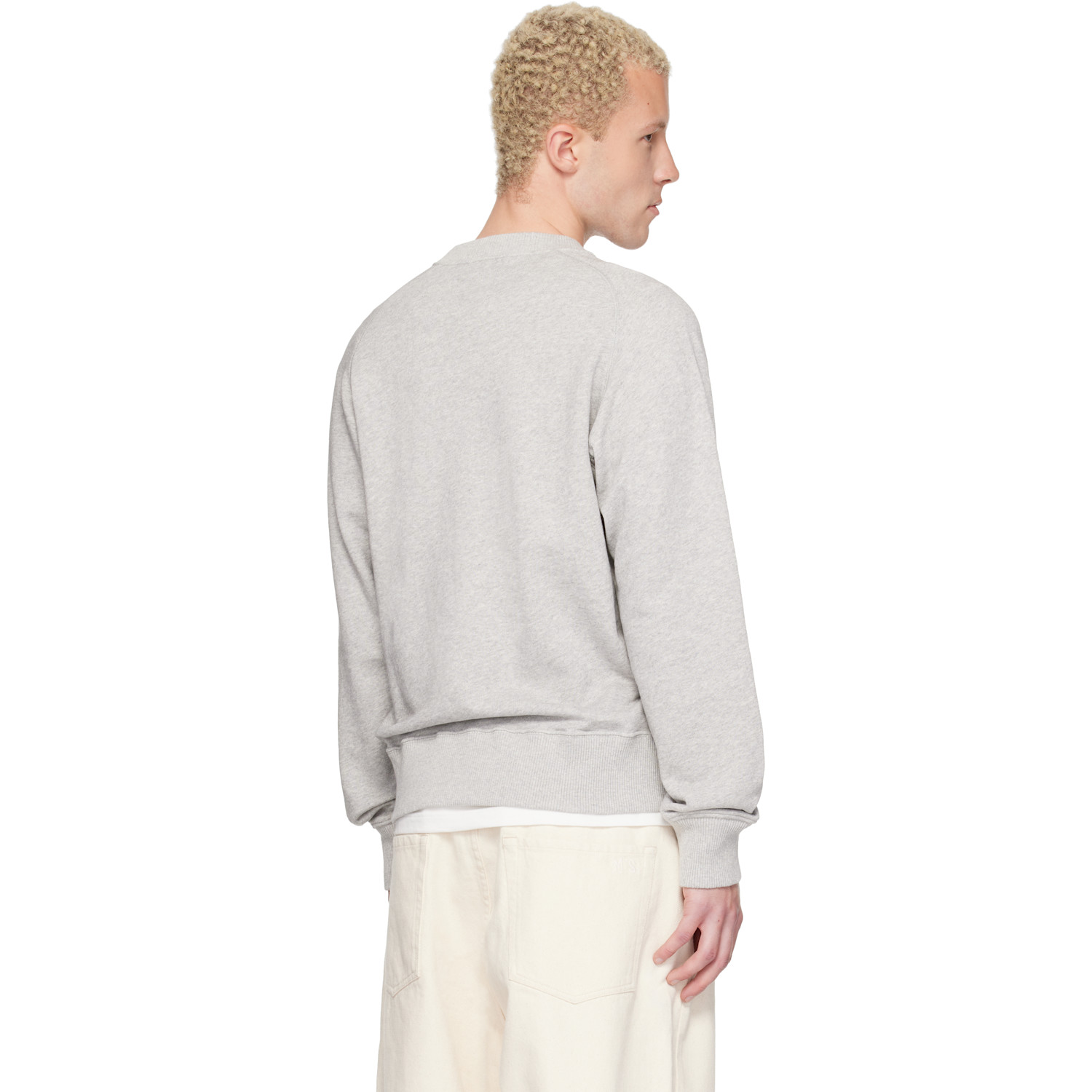  Merz B. Schwanen Gray Retro Fleece Raglan Cotton Sweatshirt 