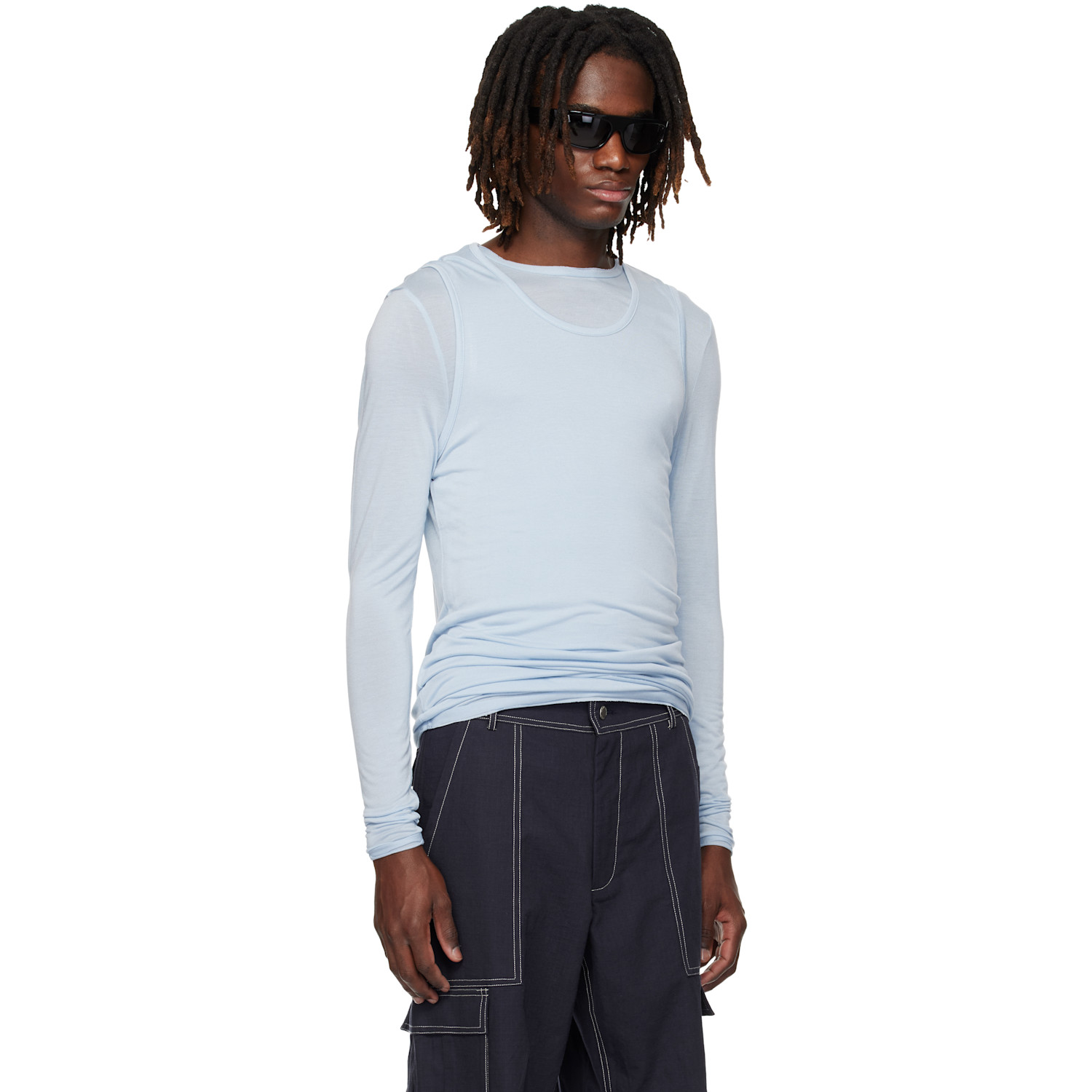  Carrer Blue Doria Double Layer T-shirt Set 