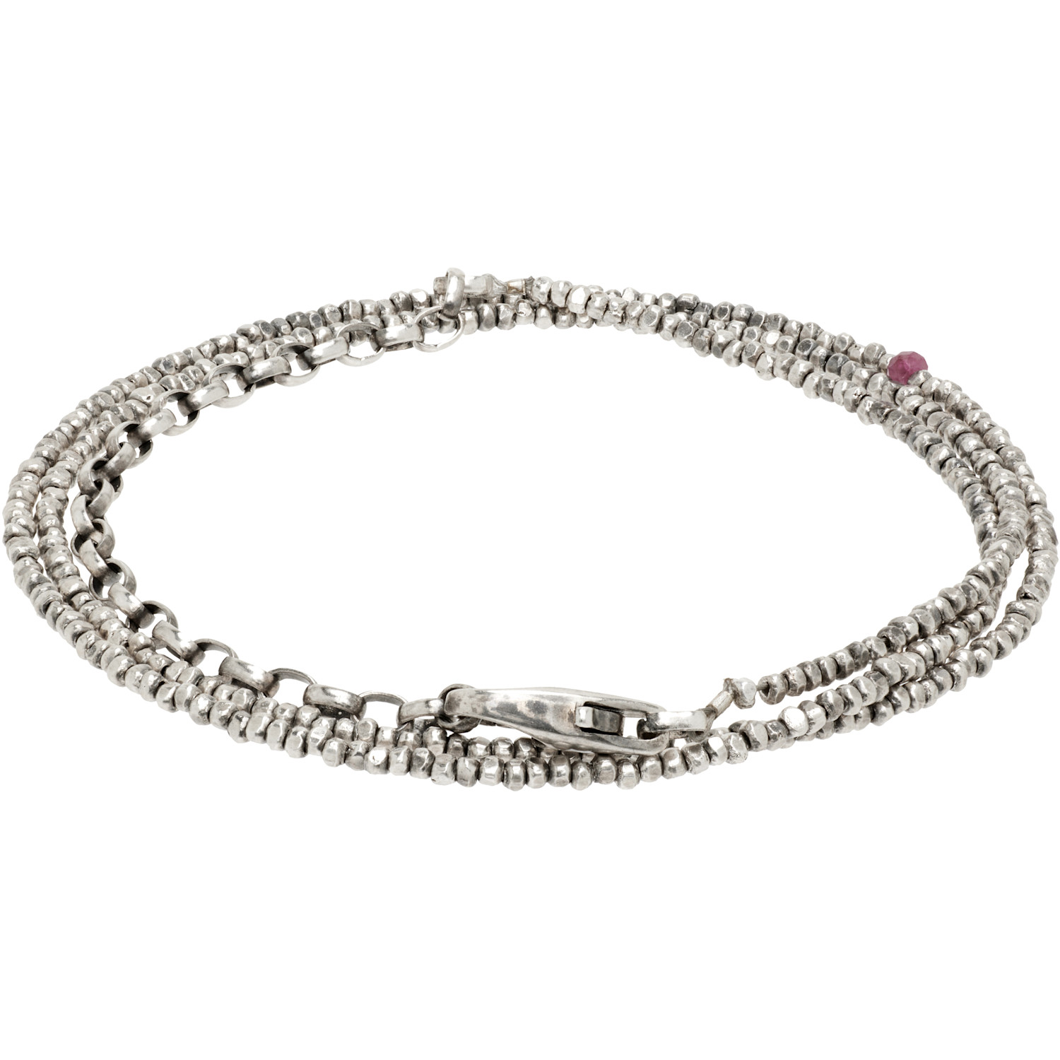  Title Of Work Beaded Sterling Chips Multi Wrap Convertible Bracelet 
