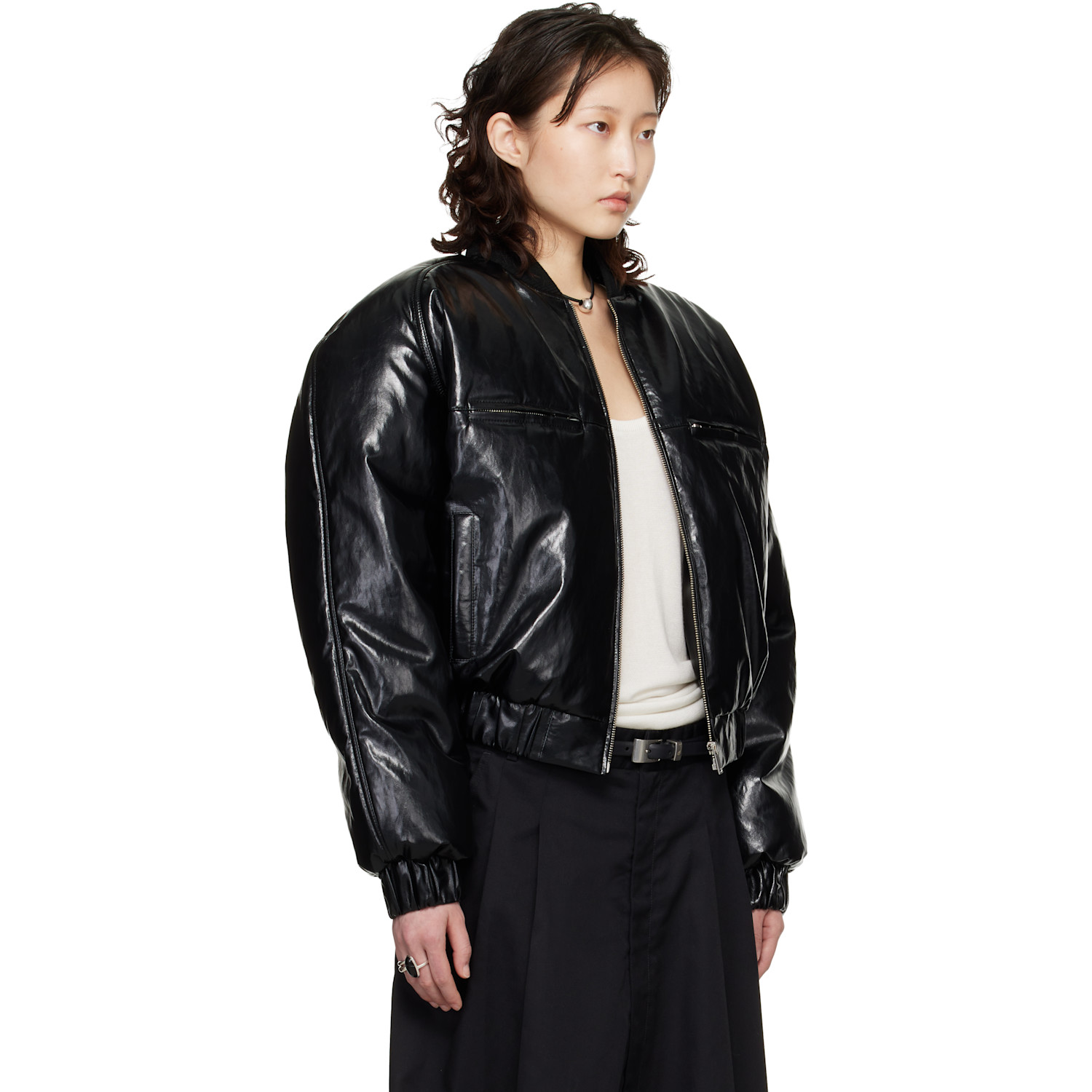  Lu'u Dan Black Riot Faux-leather Bomber Jacket 