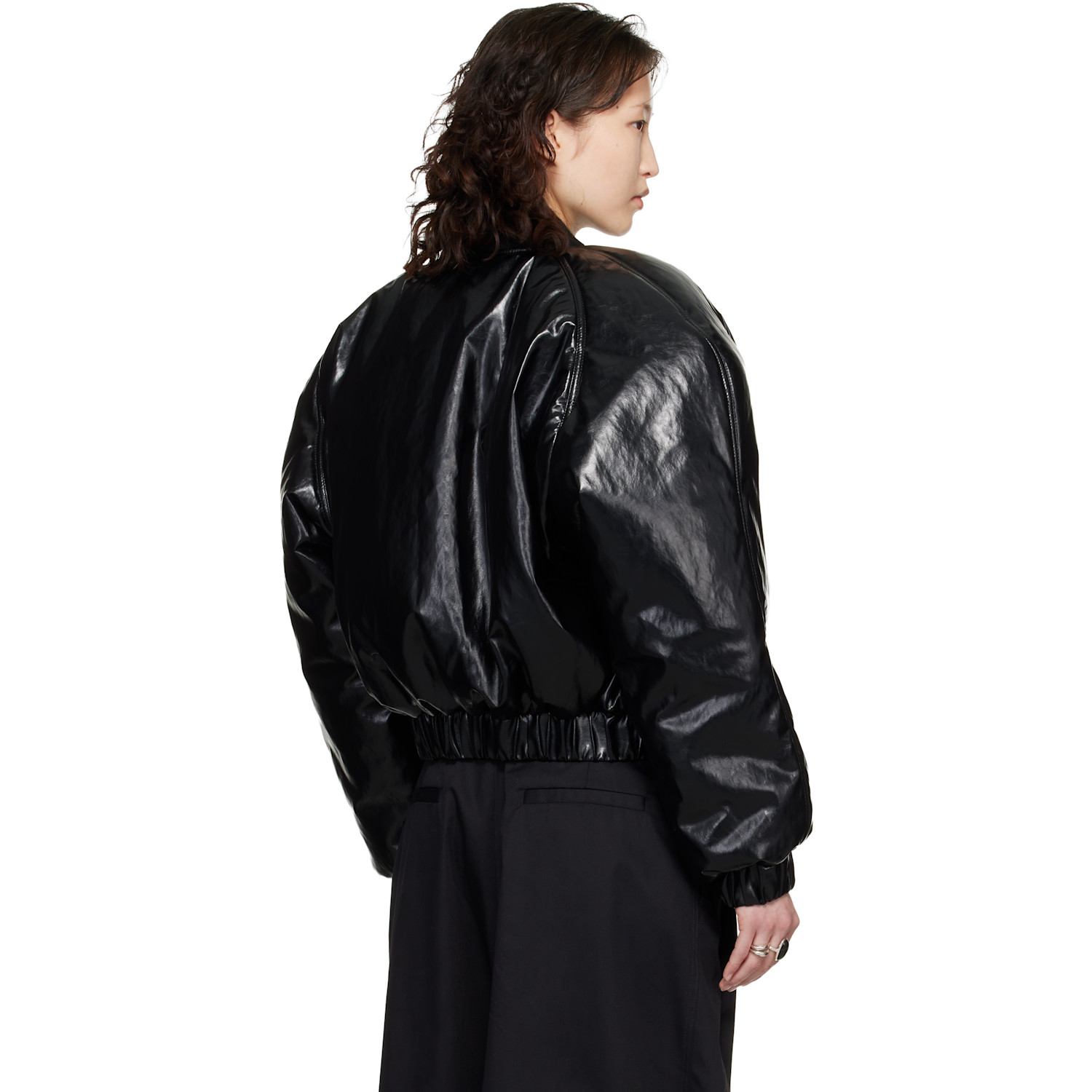  Lu'u Dan Black Riot Faux-leather Bomber Jacket 