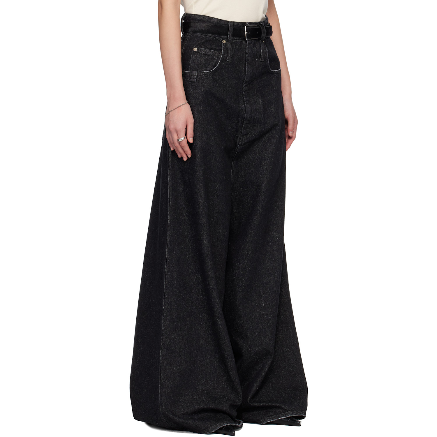  Lu'u Dan Black Drop Crotch Denim Jeans 
