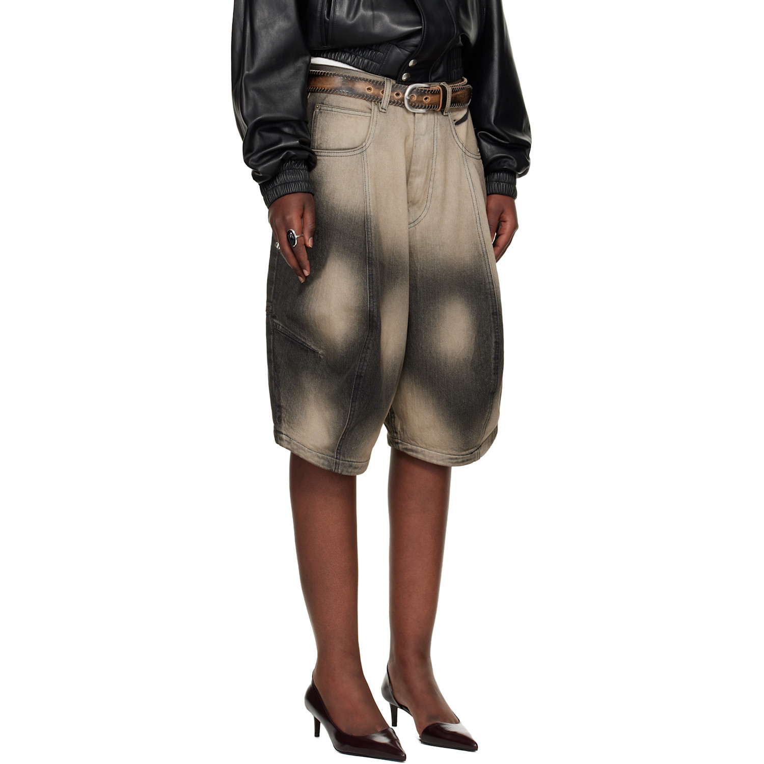  Lu'u Dan Gray Puffa Denim Shorts 