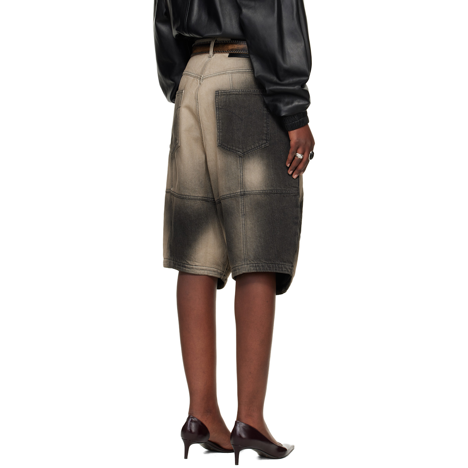  Lu'u Dan Gray Puffa Denim Shorts 