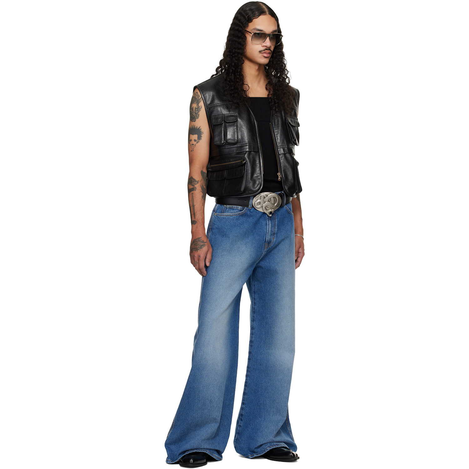  Lu'u Dan Black Twisted Snake Cowboy Belt 