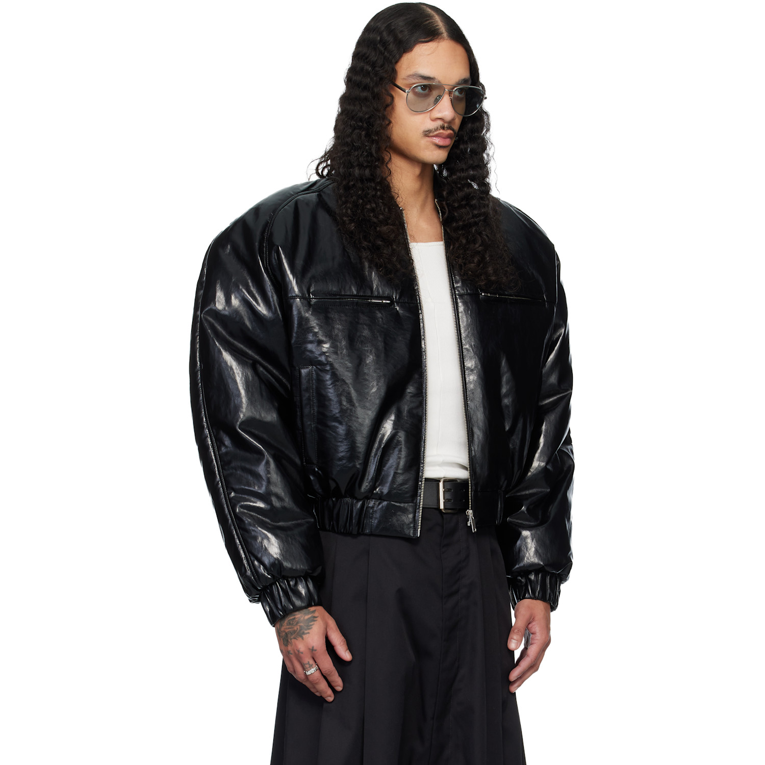  Lu'u Dan Black Riot Faux-leather Bomber Jacket 