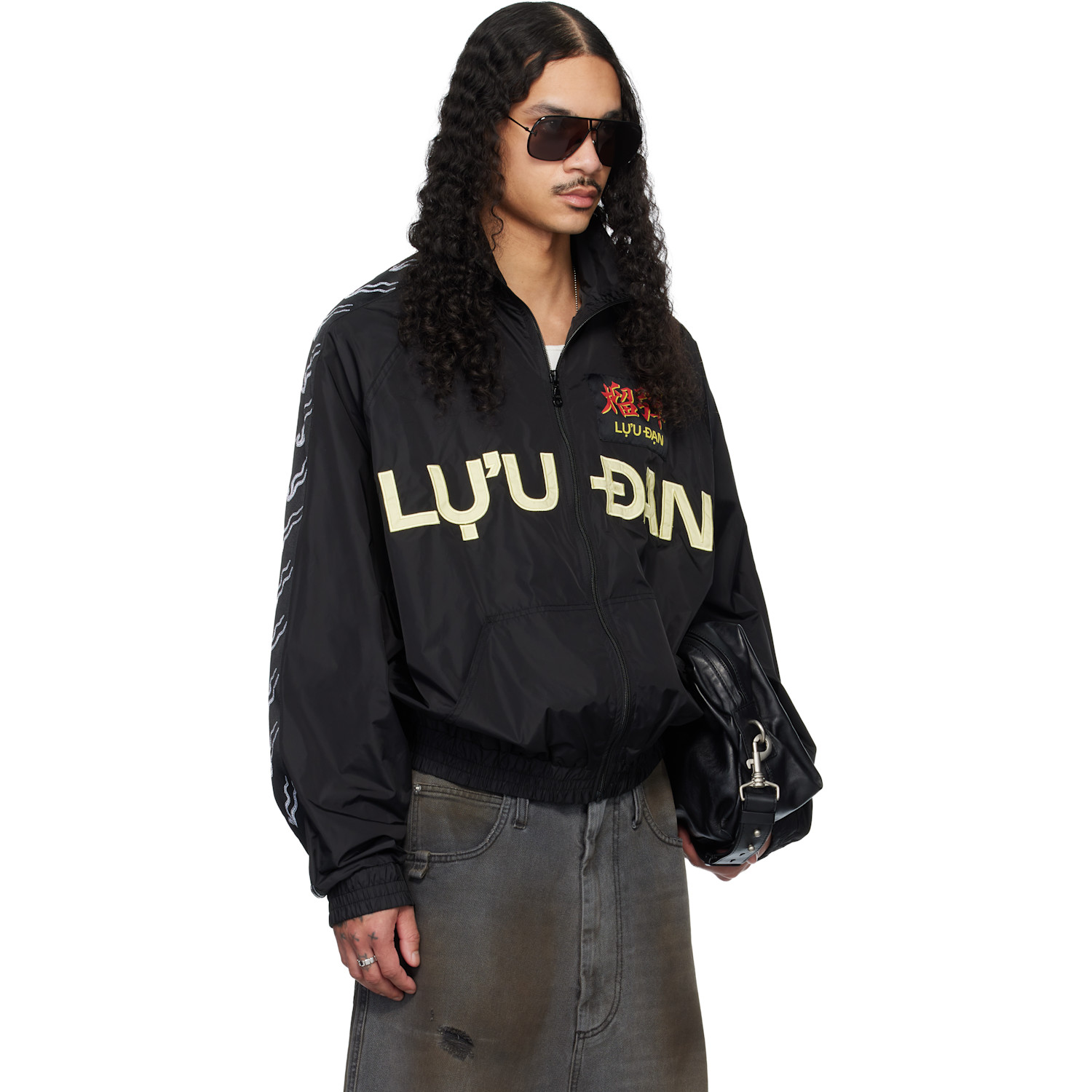  Lu'u Dan Black Windbreaker L-d Jacket 