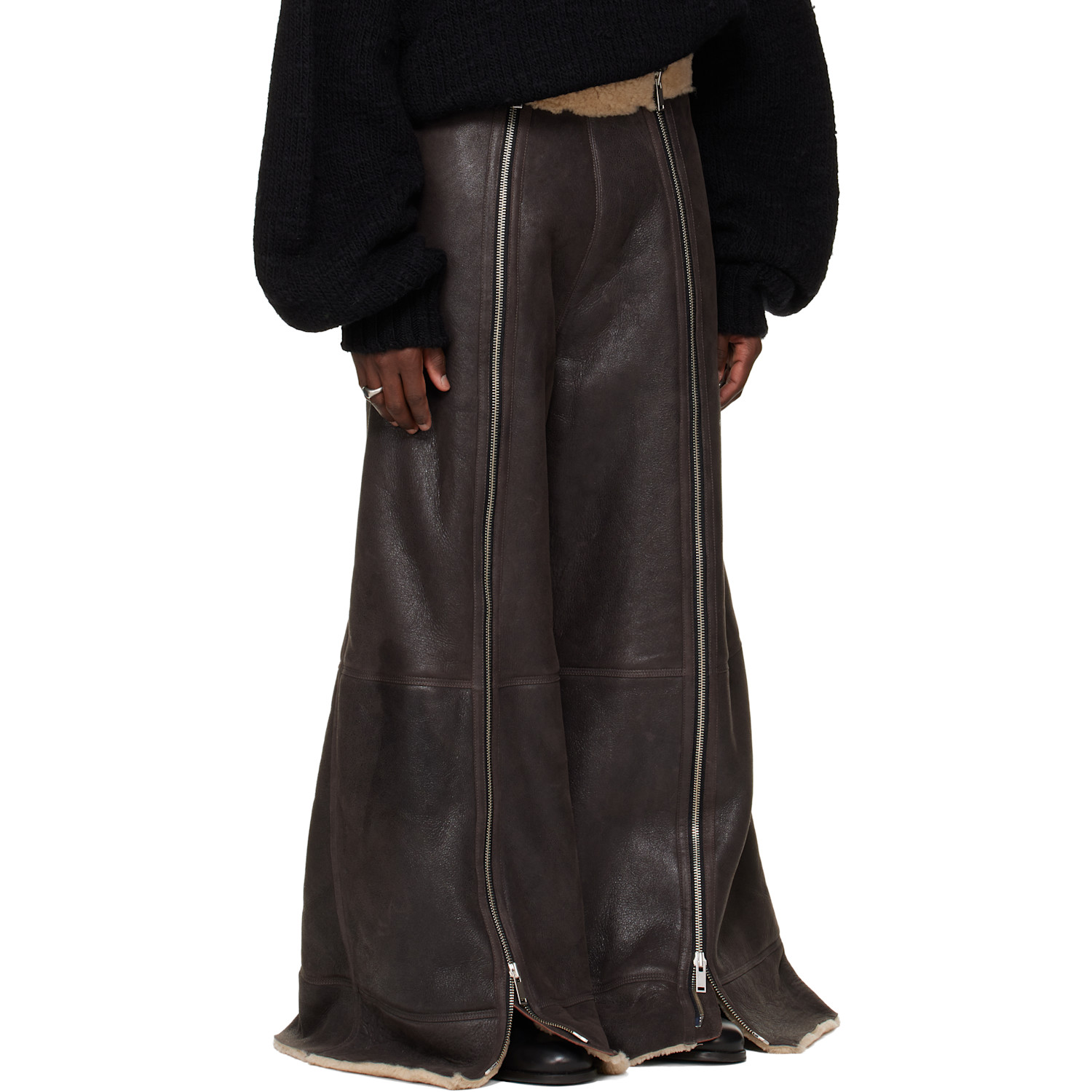  Lu'u Dan Ssense Exclusive Brown Shearling Flight Pants 