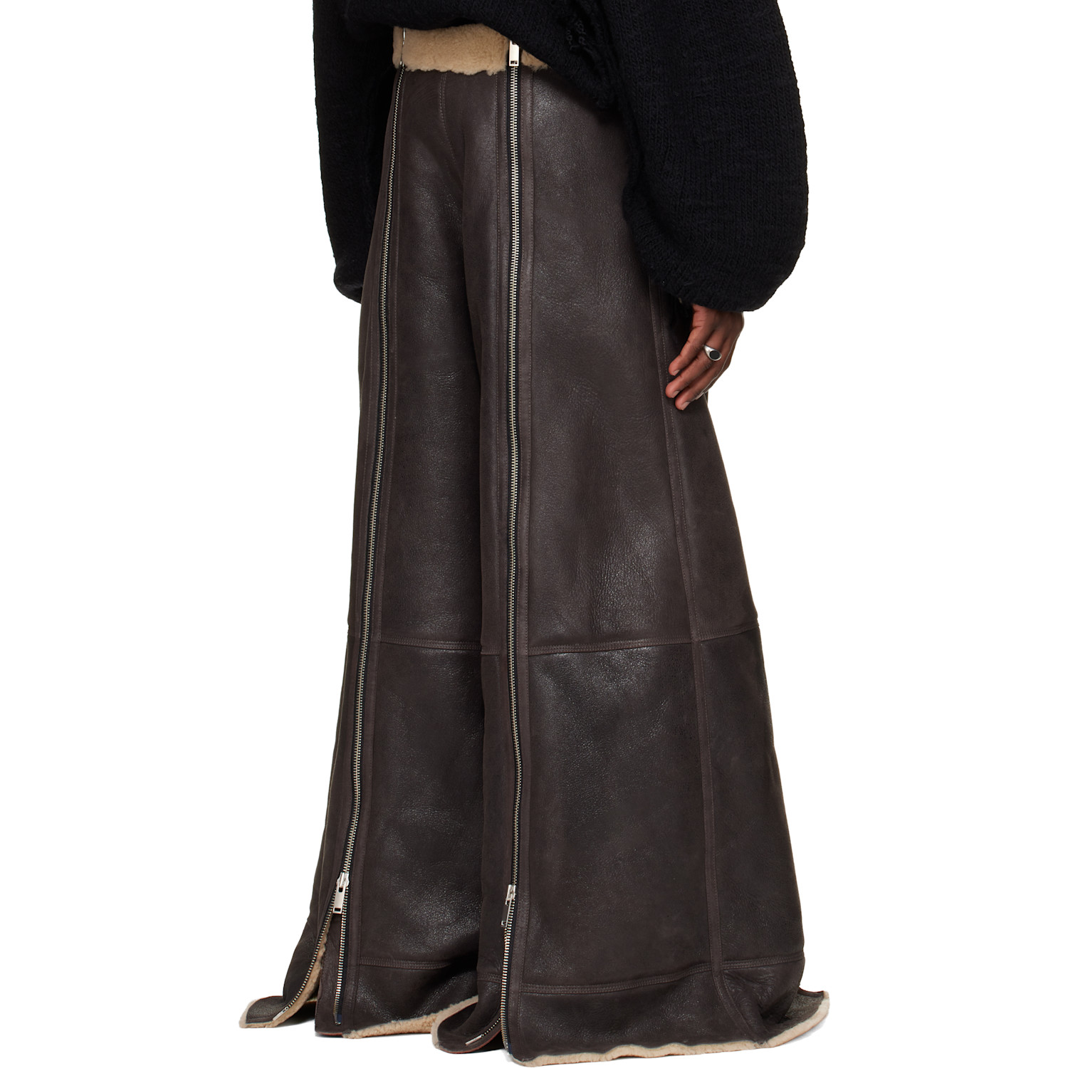  Lu'u Dan Ssense Exclusive Brown Shearling Flight Pants 